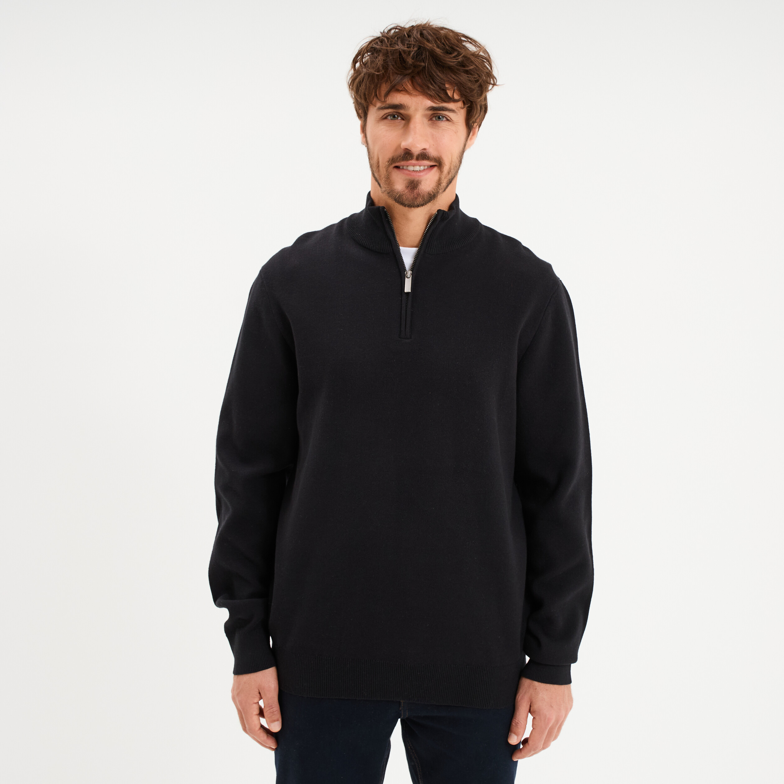 Pull camionneur manches longues noir homme