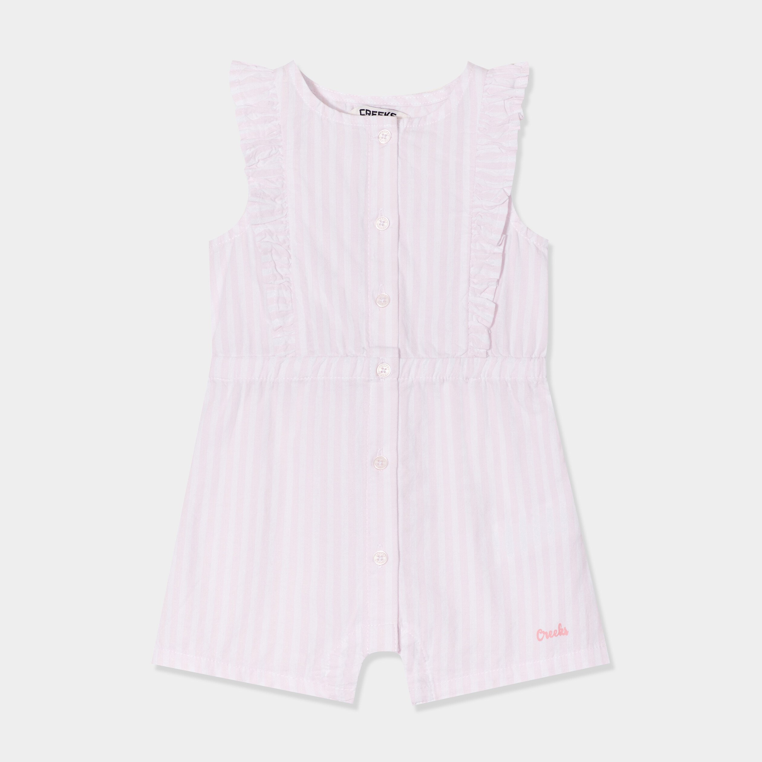 Combishort manches volants coton rose clair bébé fille