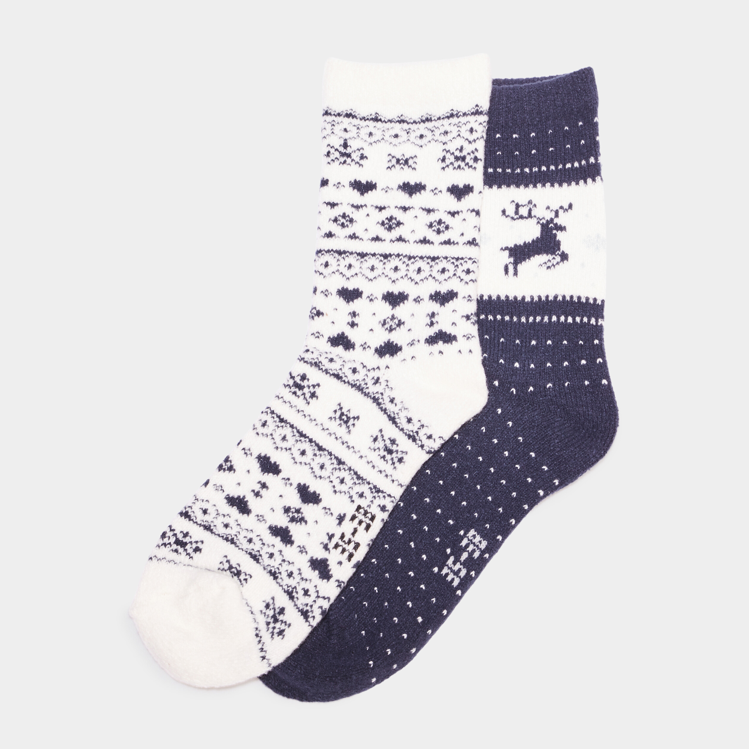 Lot 2 paires chaussettes d interieur bleu marine femme