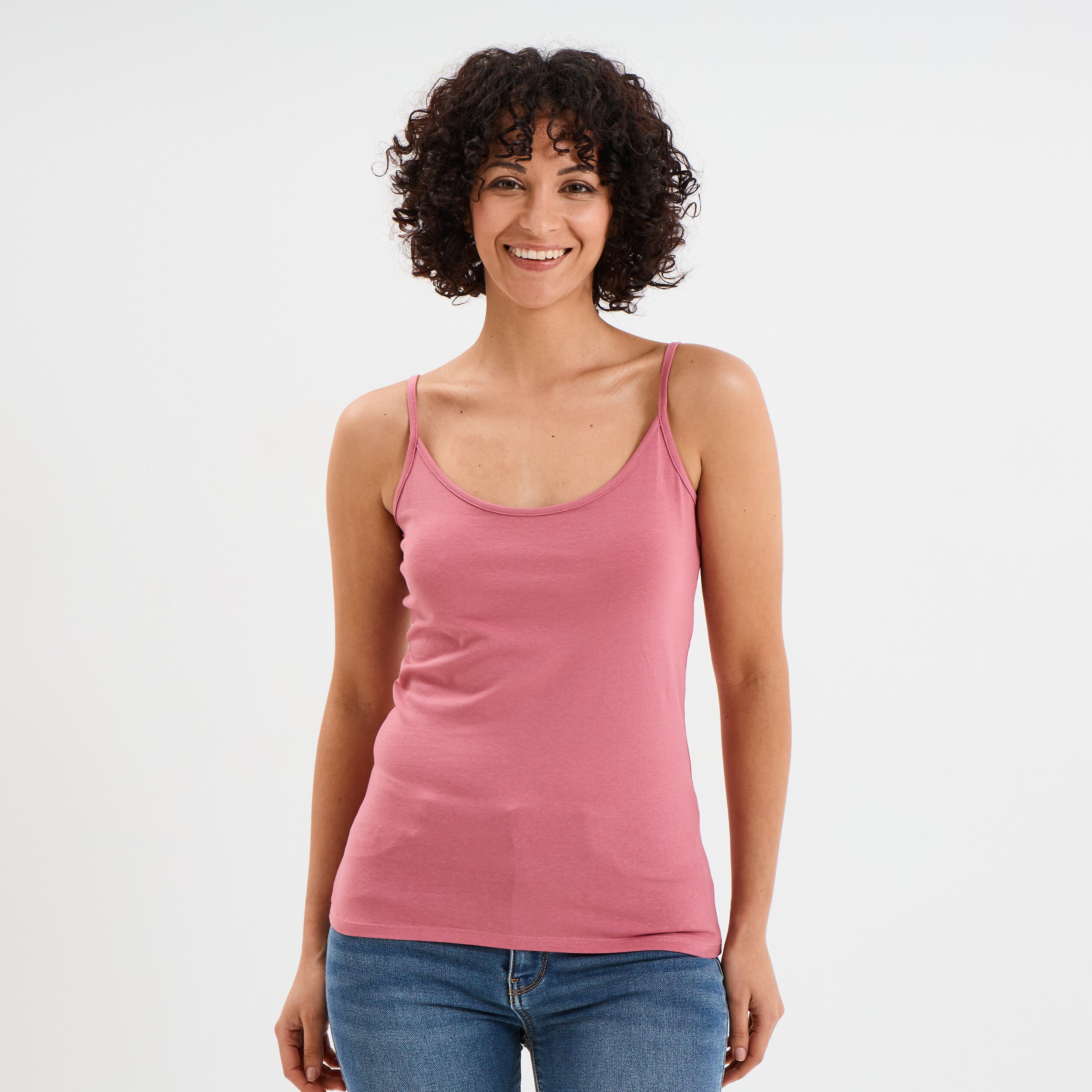 debardeur coton bretelles reglables vieux rose femme Débardeur coton bretelles réglables vieux rose femme