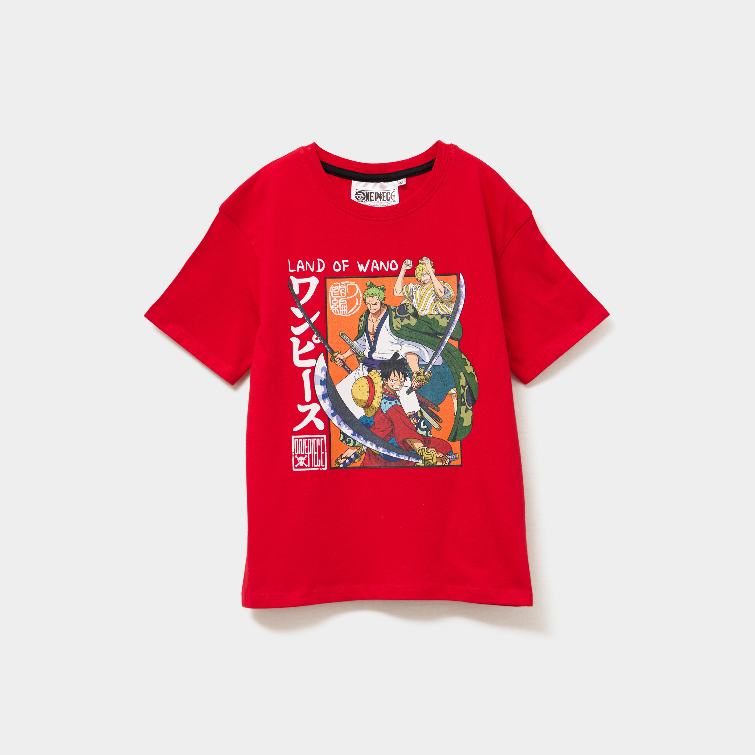t shirt manches courtes one piece rouge garcon T-shirt manches courtes One Piece rouge garçon