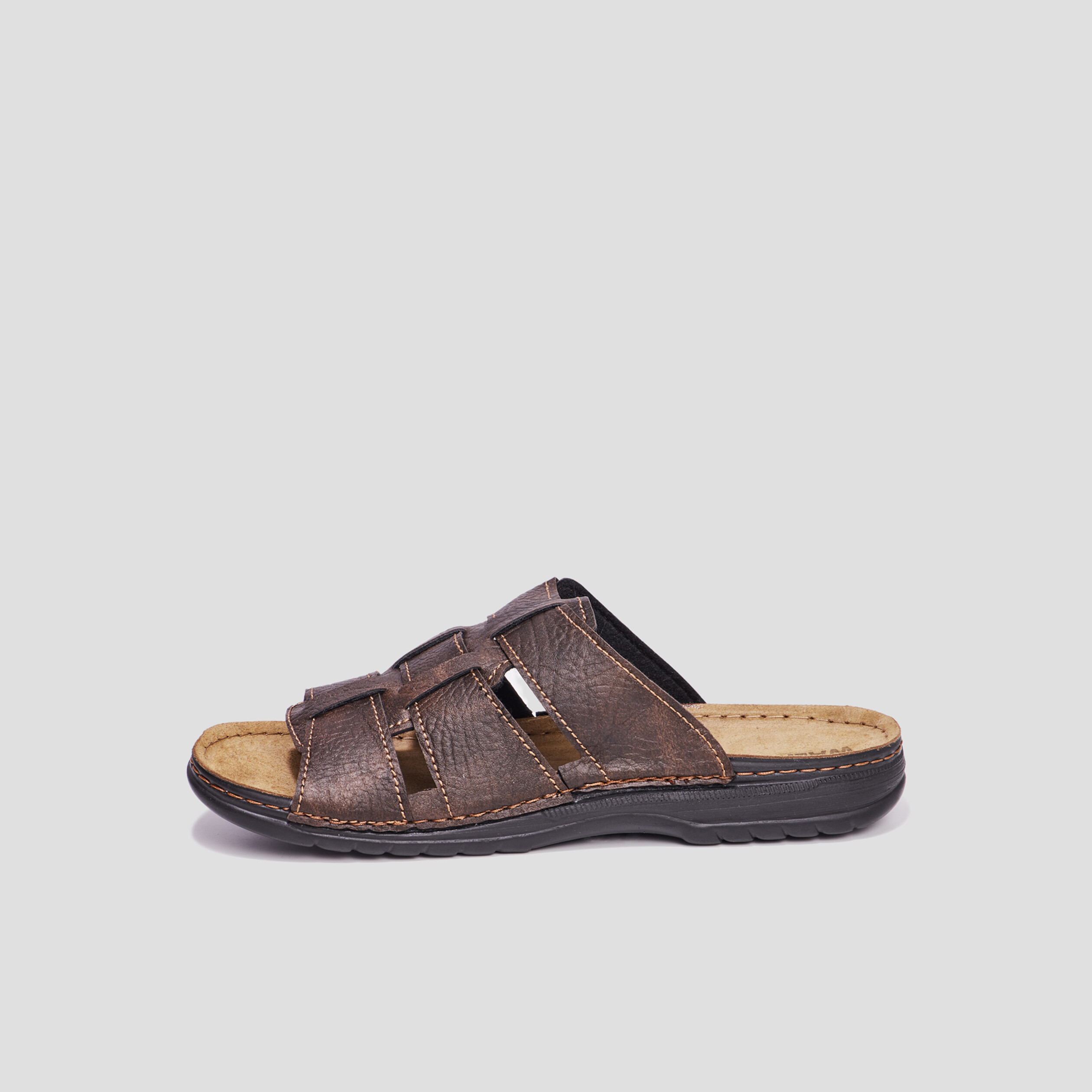 Mules avec brides boucles marron homme