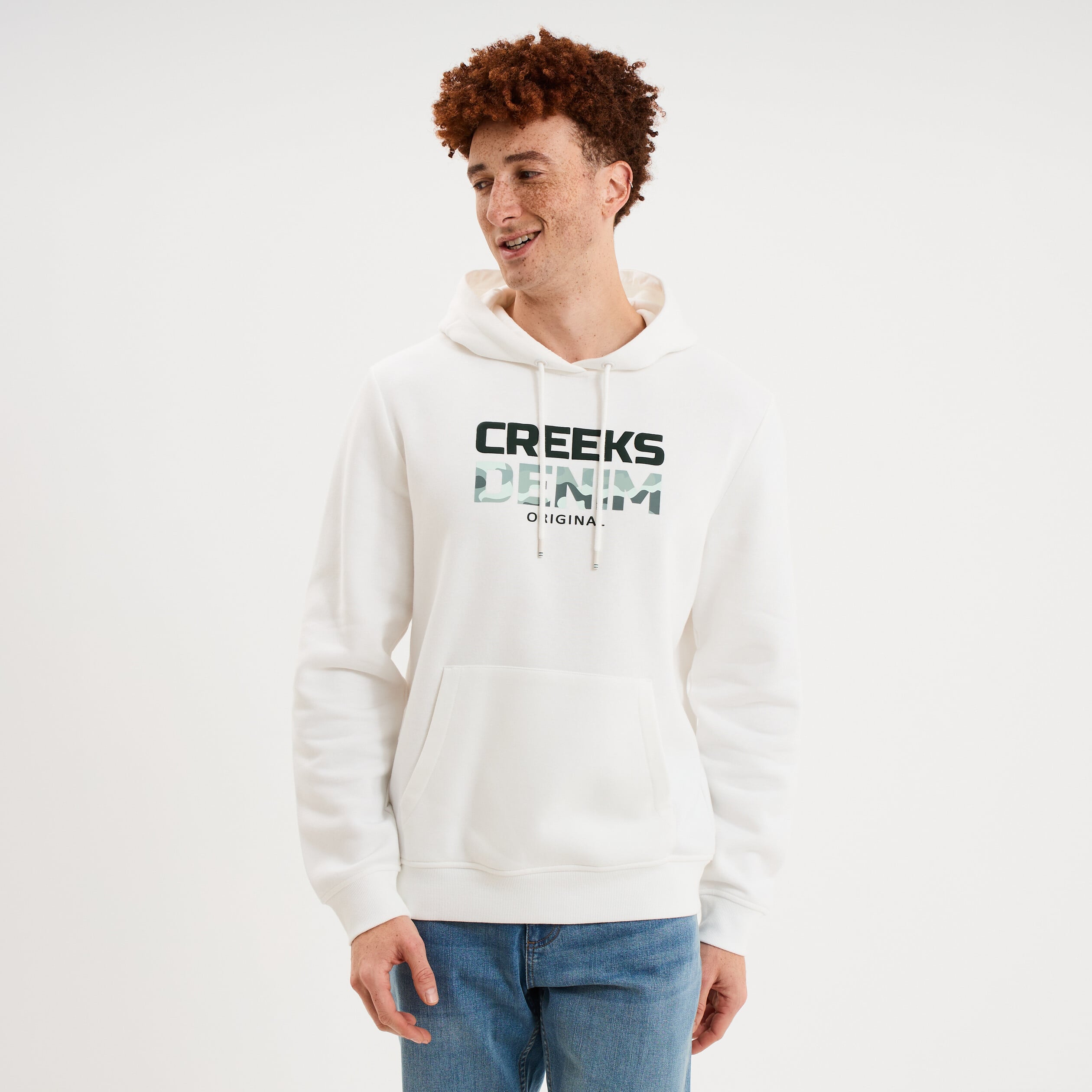 Sweat hoodie molleton Creeks blanc homme