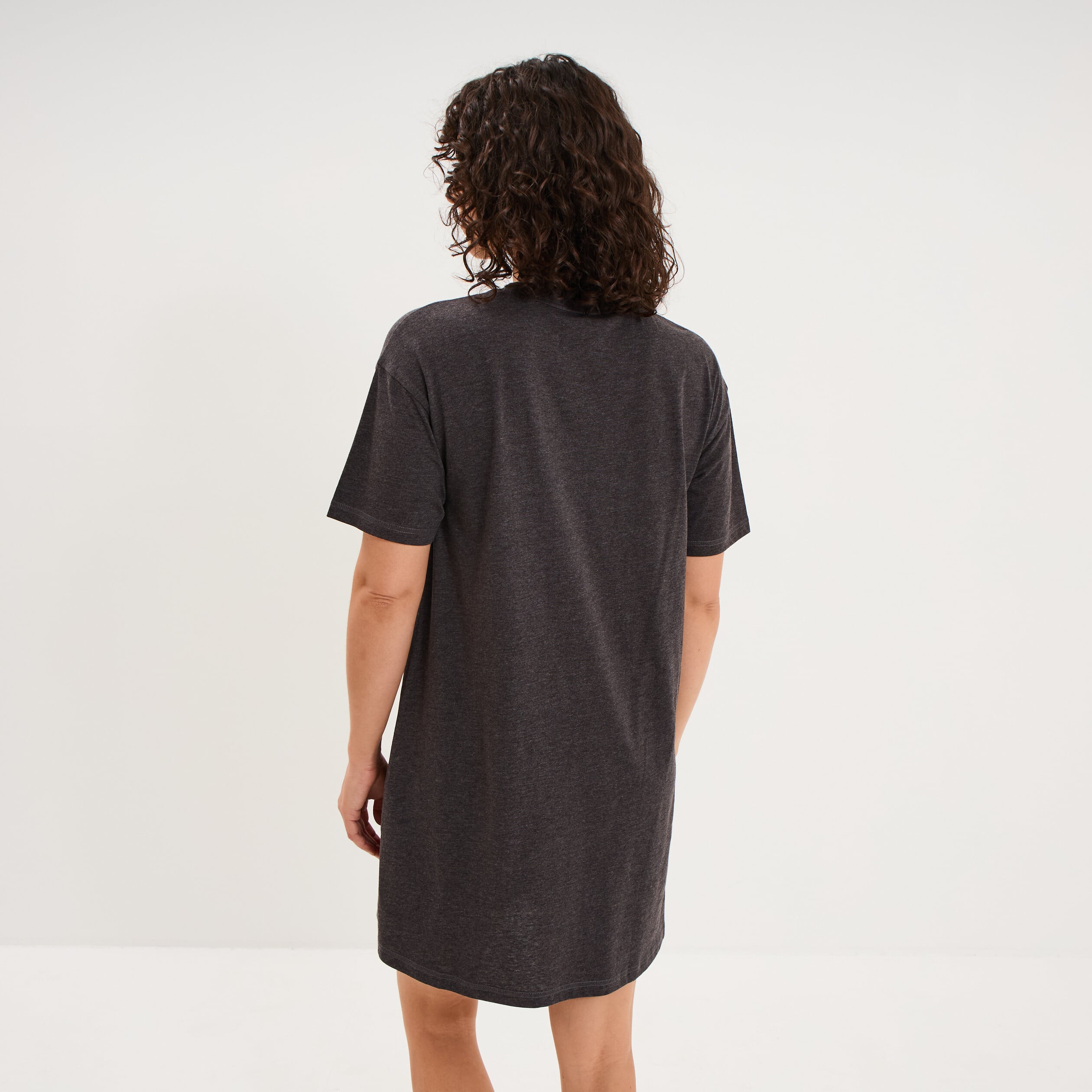 Chemise de nuit courte manches courtes gris clair femme