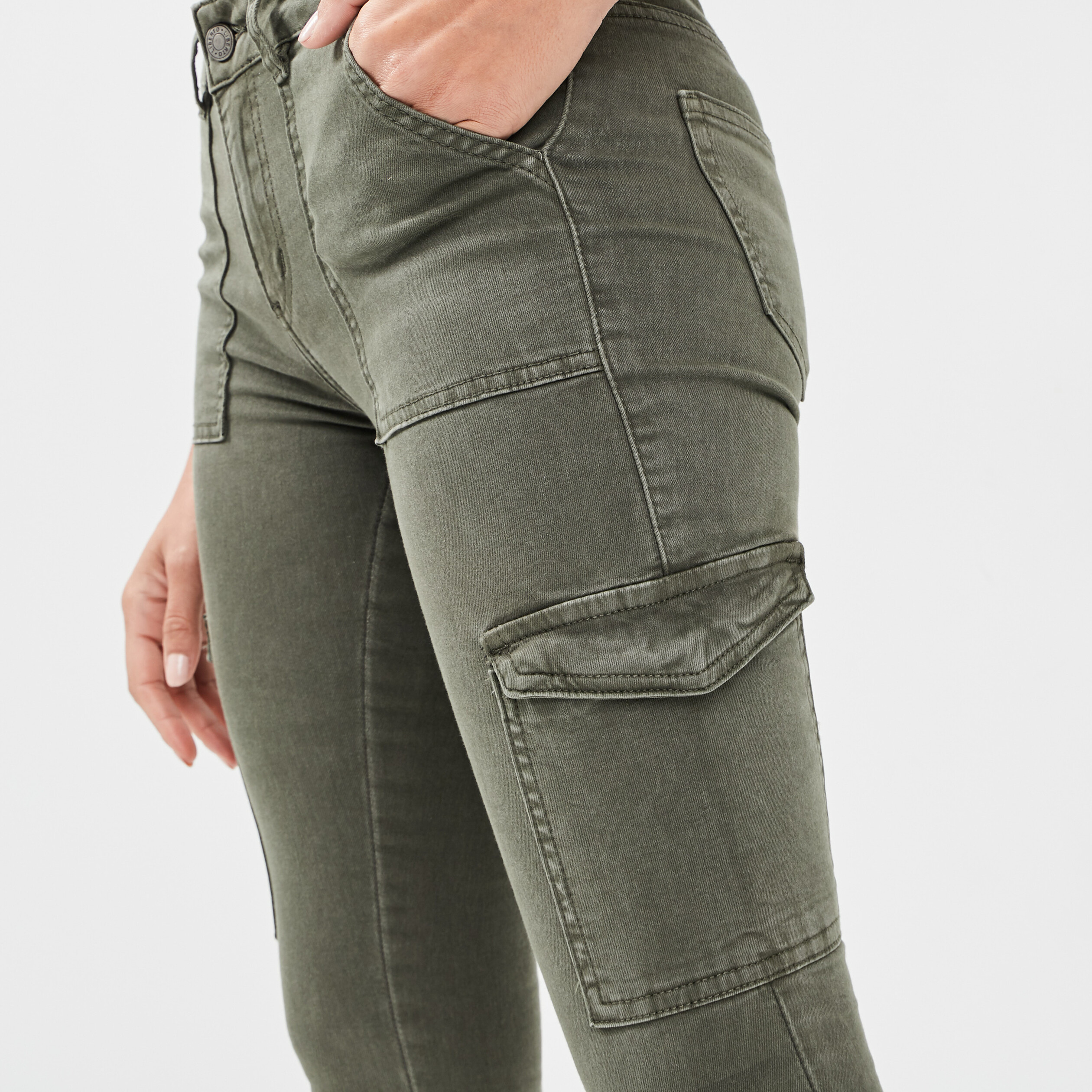 pantalon cargo skinny vert kaki femme Pantalon cargo skinny vert kaki femme