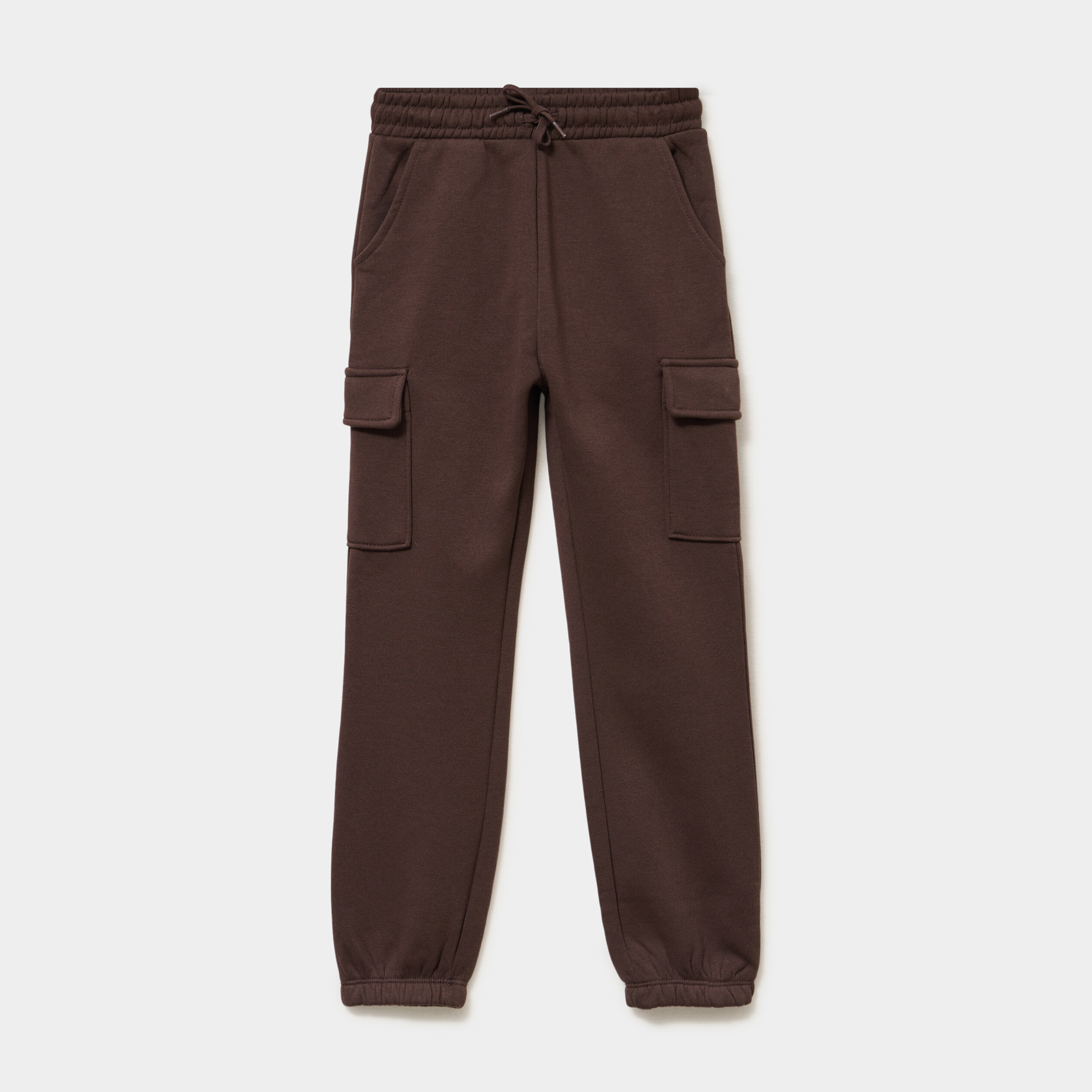 Pantalon de jogging cargo molletonn&eacute; marron fonc&eacute; fille