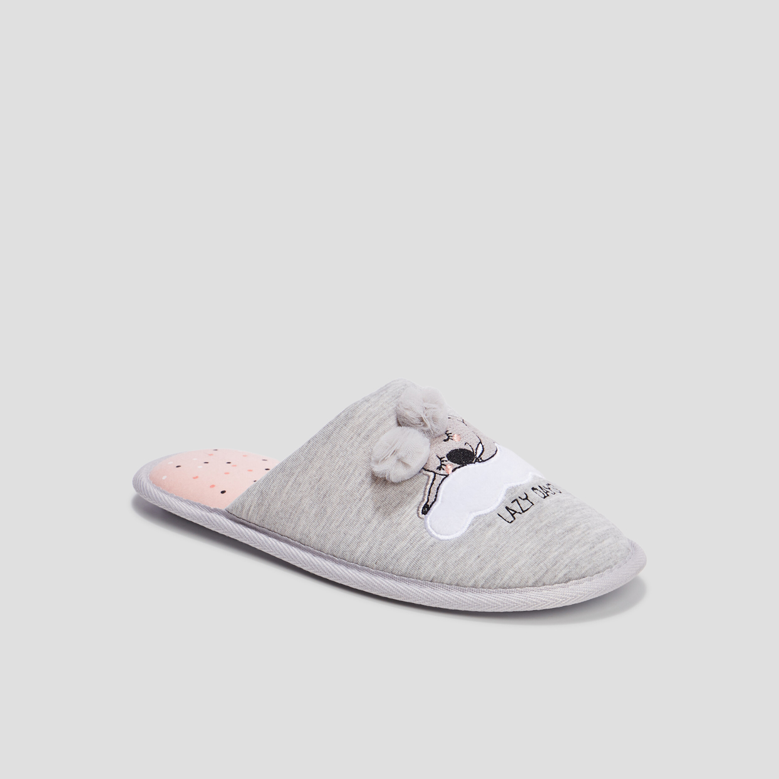 Chaussons mules koala gris femme