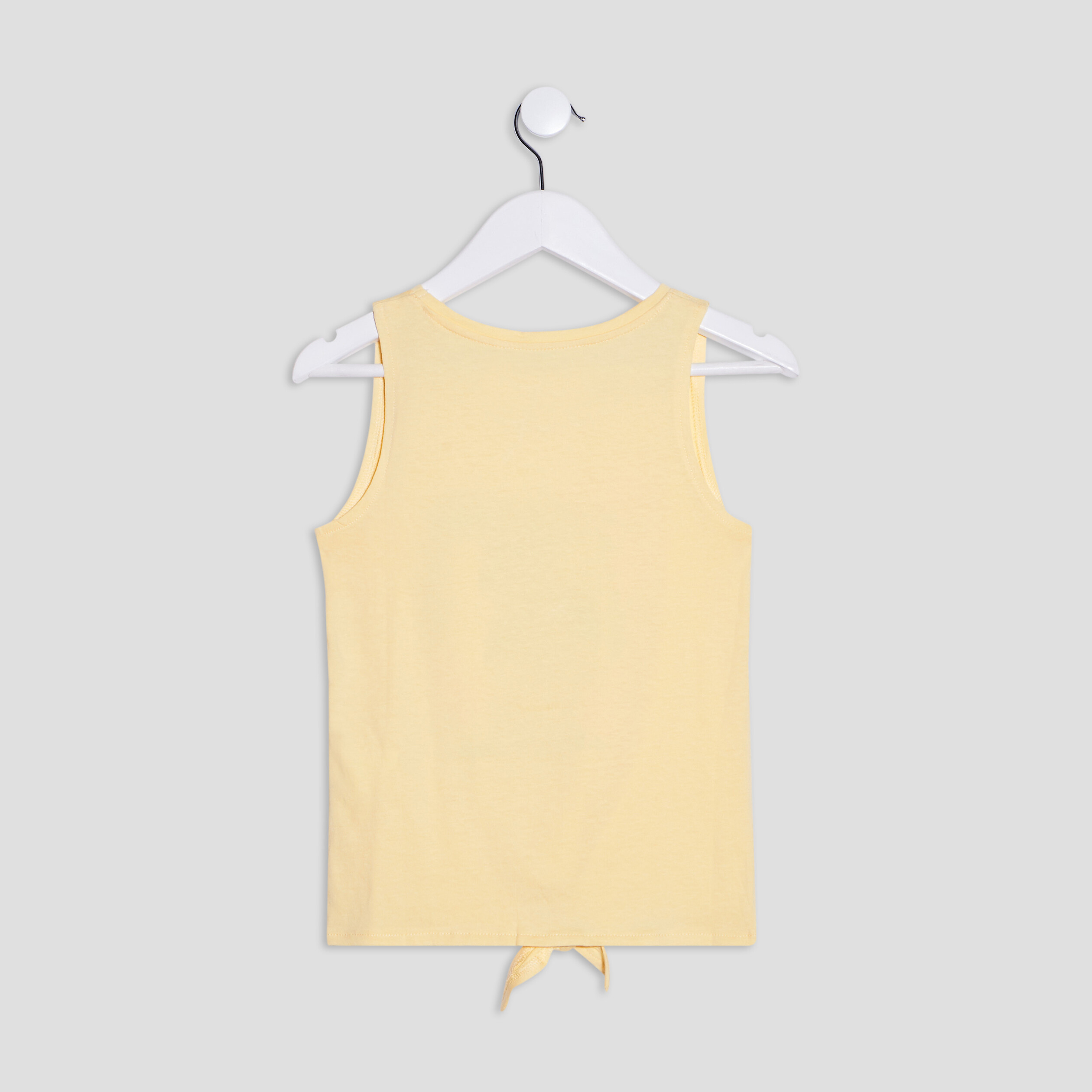 Débardeur noué bretelles larges jaune pastel fille