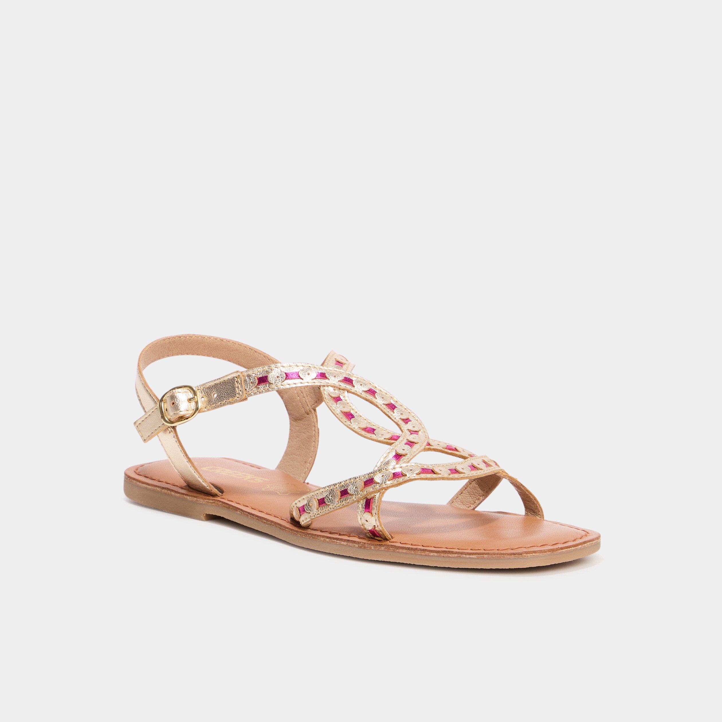 sandales plates en cuir multicolore femme Sandales plates en cuir multicolore femme