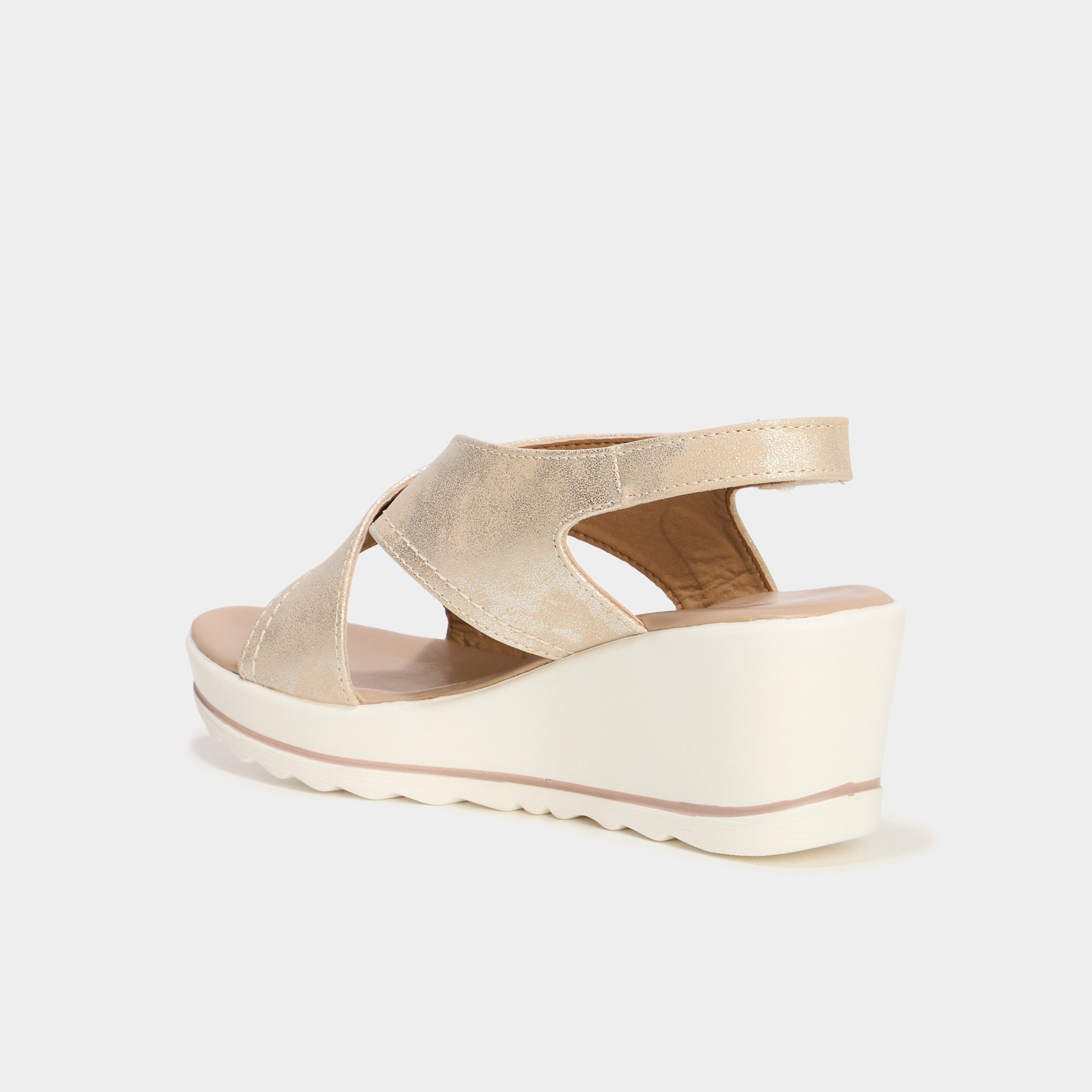 sandales compensees brides croisees jaune or femme Sandales compensées brides croisées jaune or femme