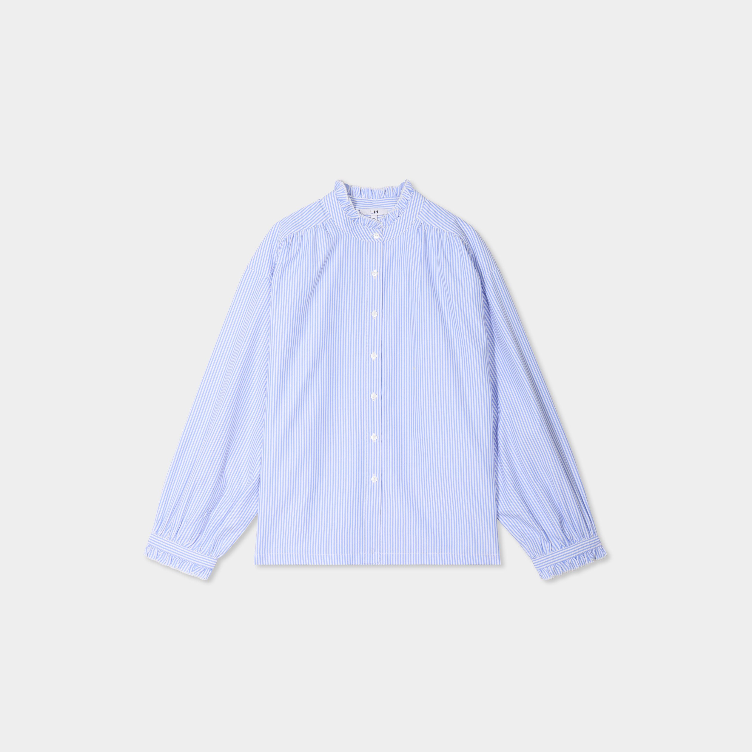 blouse boutonnee col montant bleu ciel femme Blouse boutonnée col montant bleu ciel femme