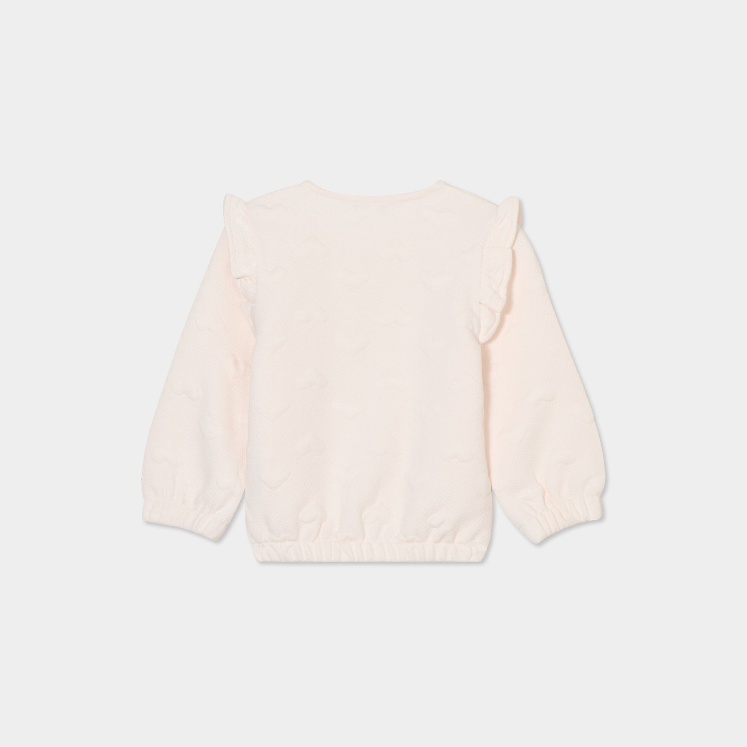 Gilet zipp&eacute; matelass&eacute; coeur &agrave; volants creme b&eacute;b&eacute; fille