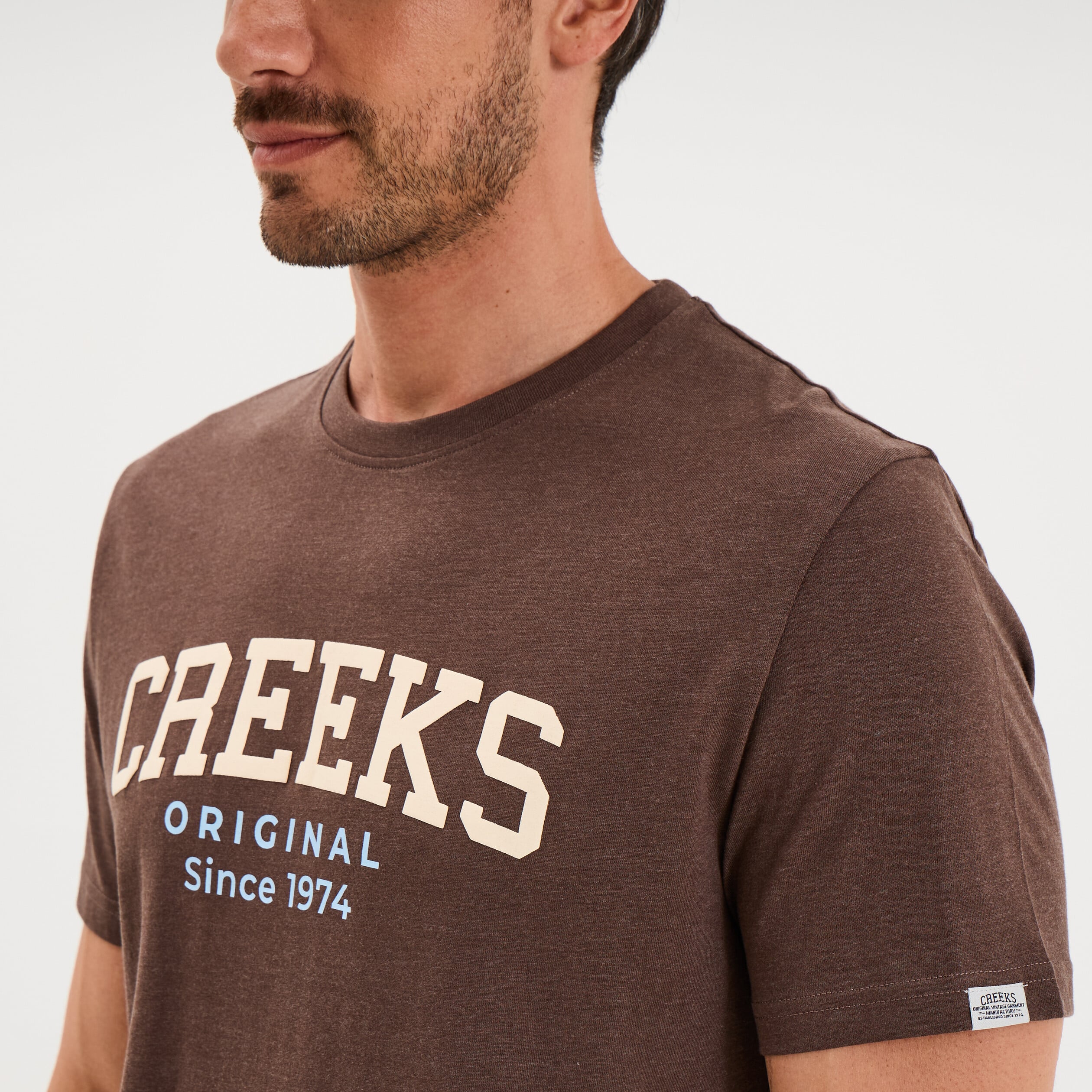 T-shirt manches courtes coton marron chocolat homme