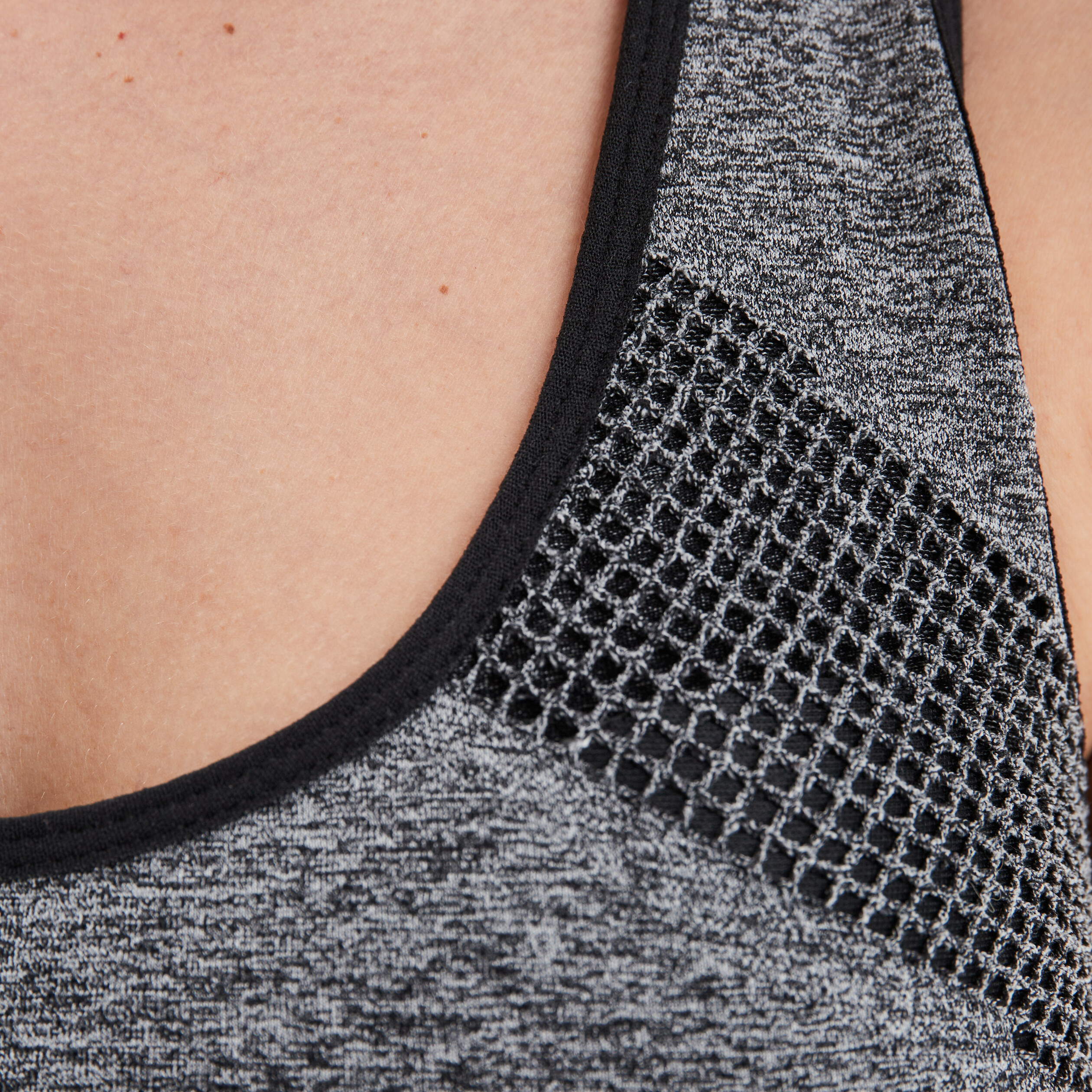 Brassière sport microfibre dos nageur gris femme