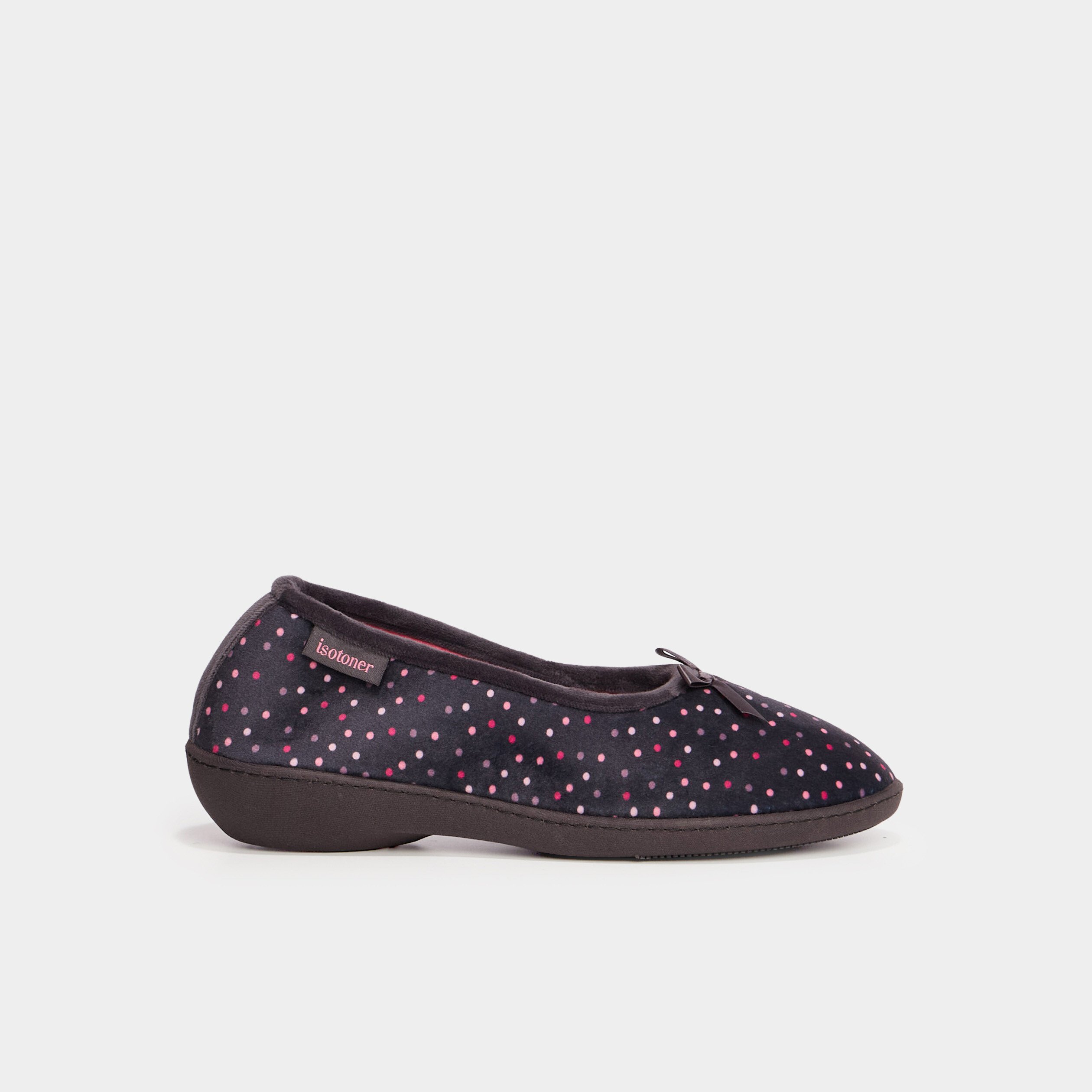 chaussons ballerines aspect velours bleu gris femme Chaussons ballerines aspect velours bleu gris femme