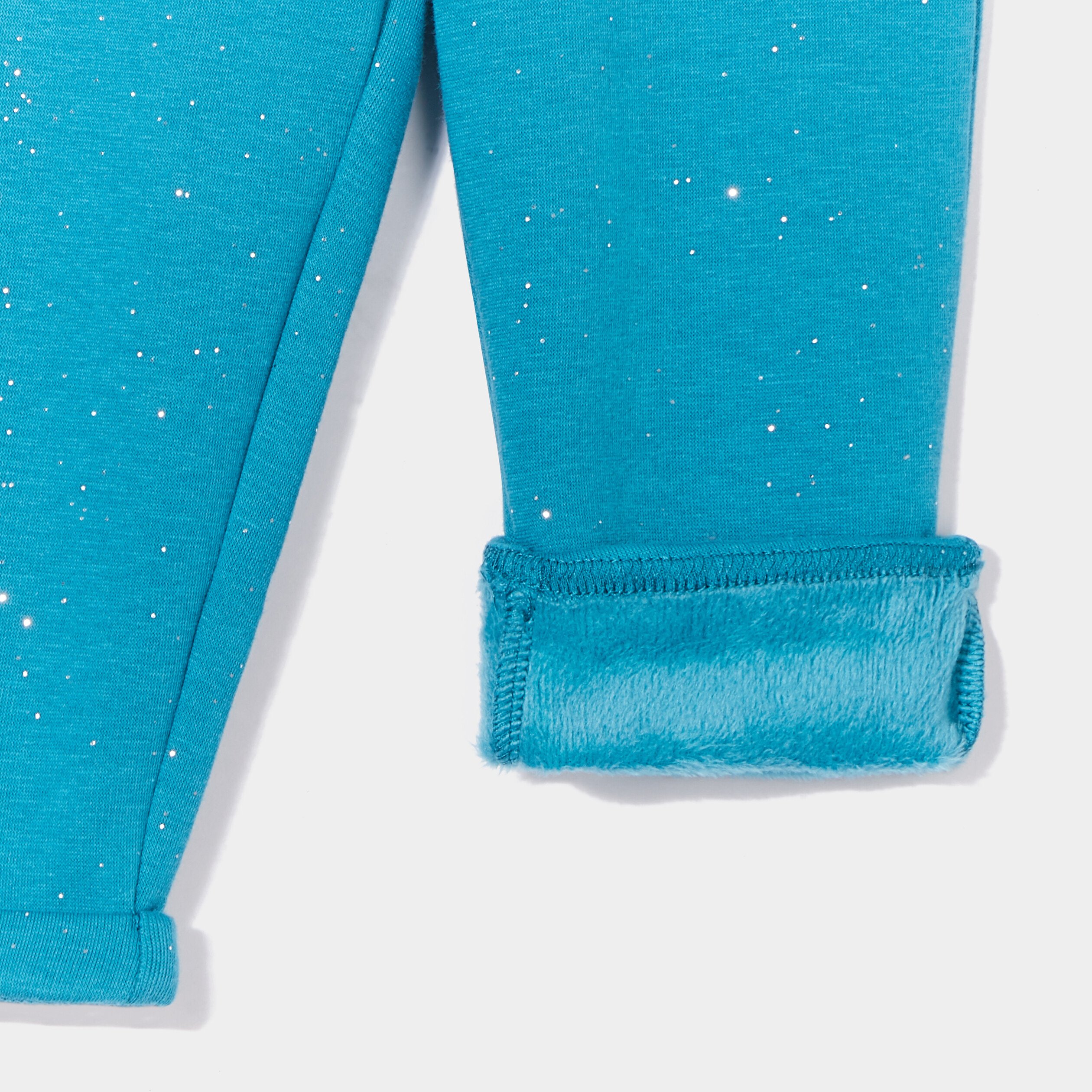 pantalon double a paillettes vert turquoise bebef Pantalon doublé à paillettes vert turquoise bébé fille