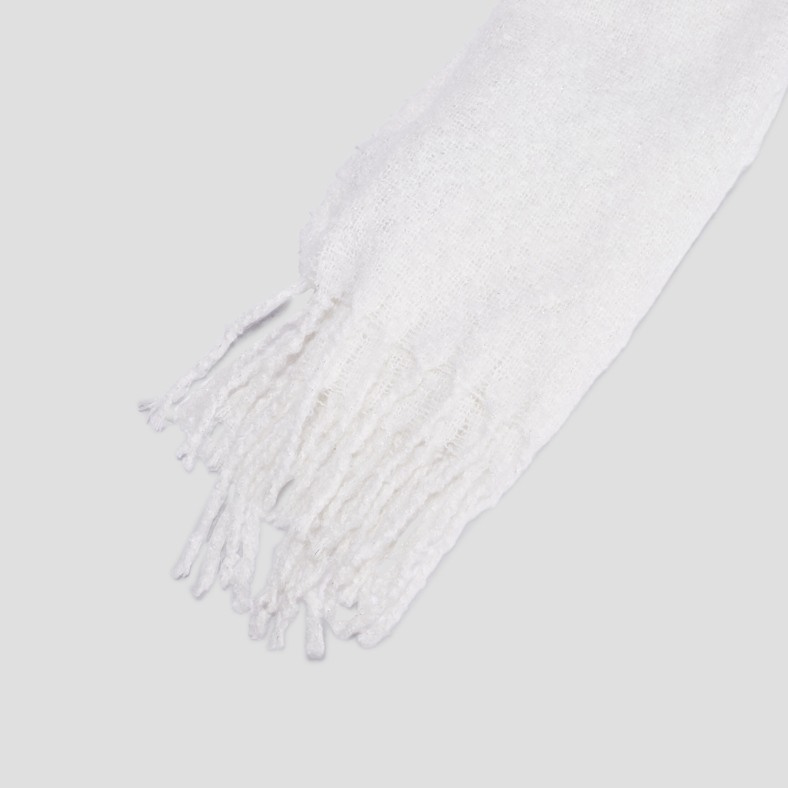 echarpe a bords franges longues ivoire femme Écharpe à bords franges longues ivoire femme