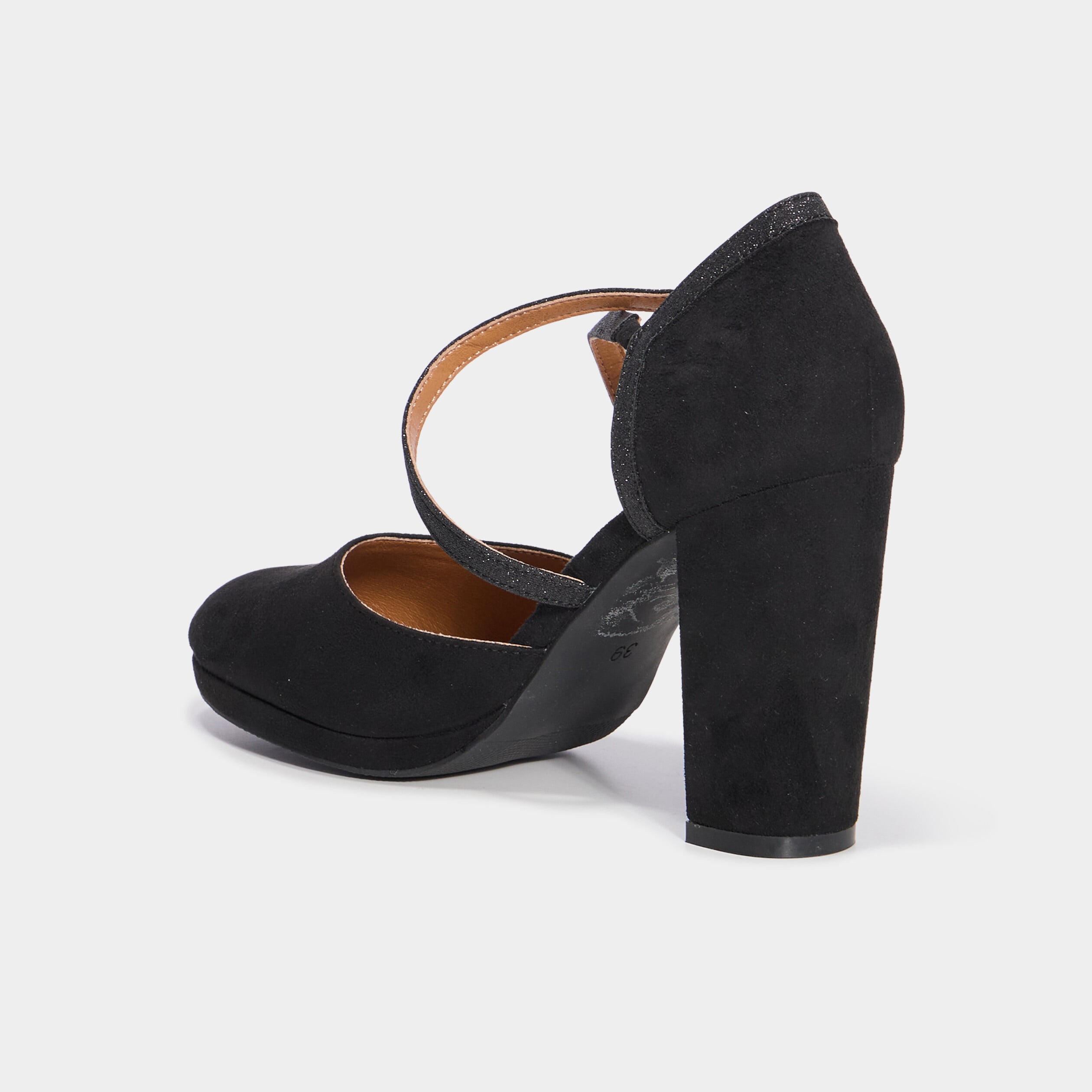Escarpins &agrave; talons avec bride noir femme