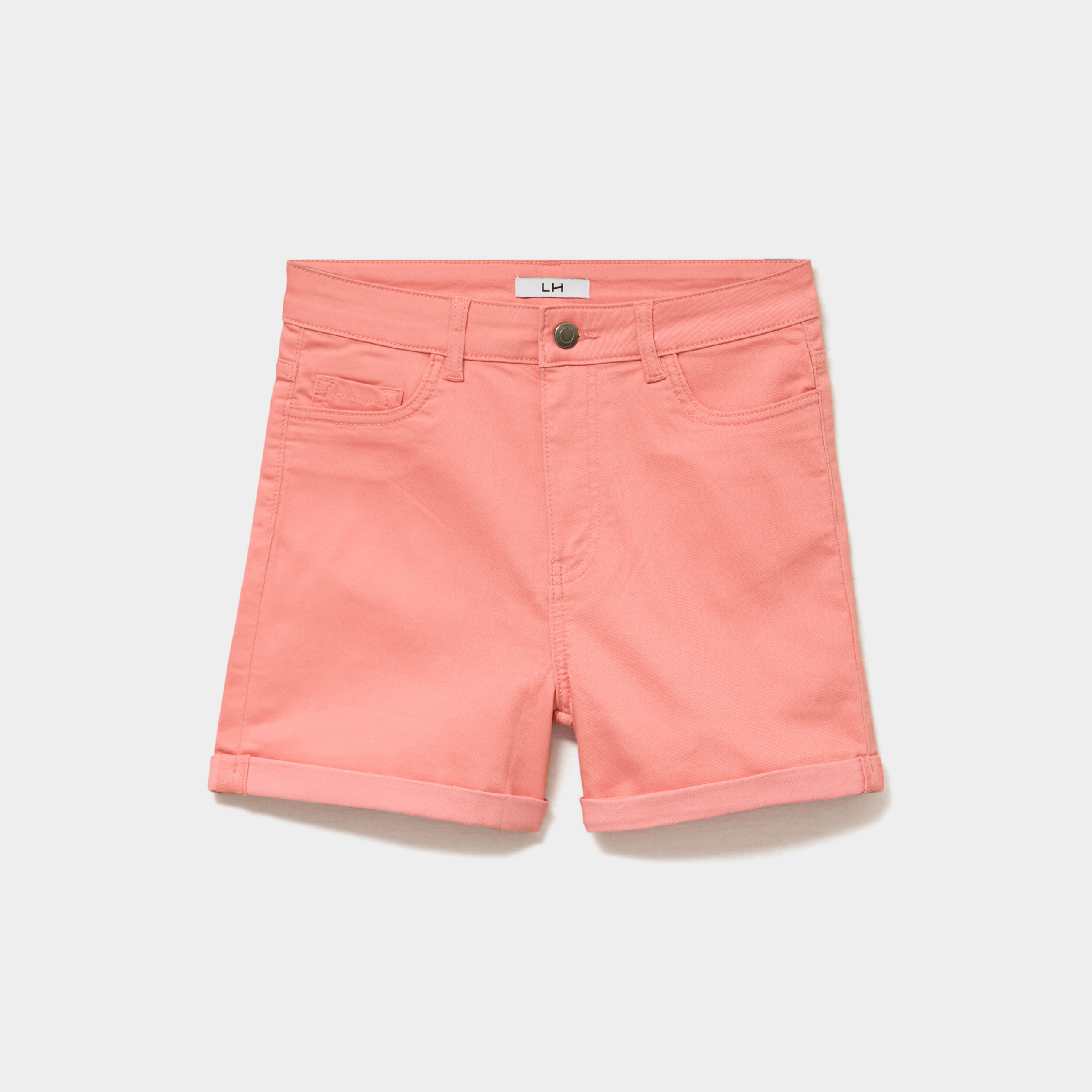 Short en jean slim coton stretch rose vif femme