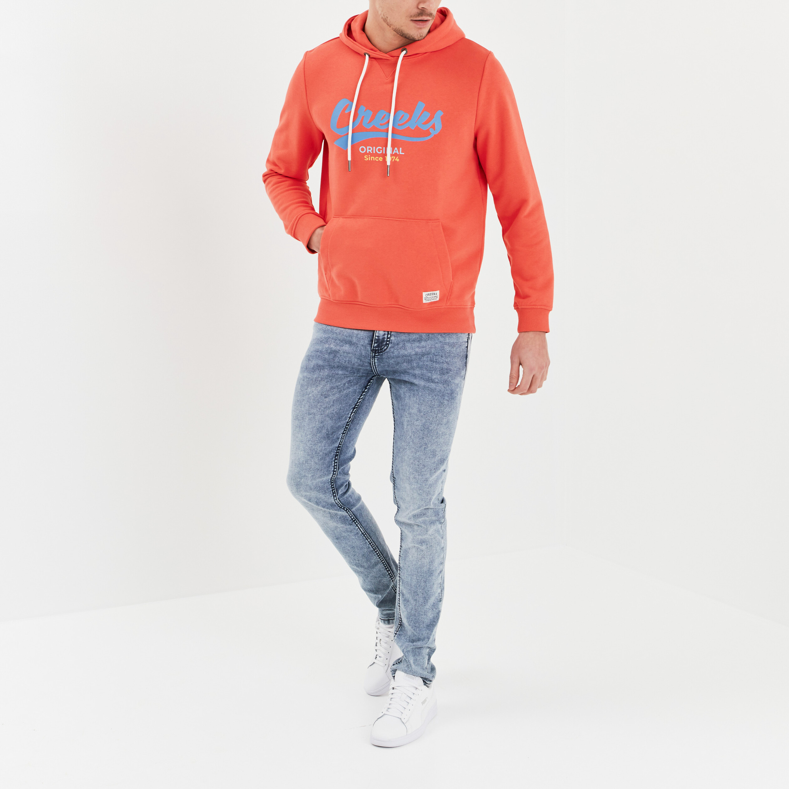 Sweat à capuche hoodie Creeks orange clair homme