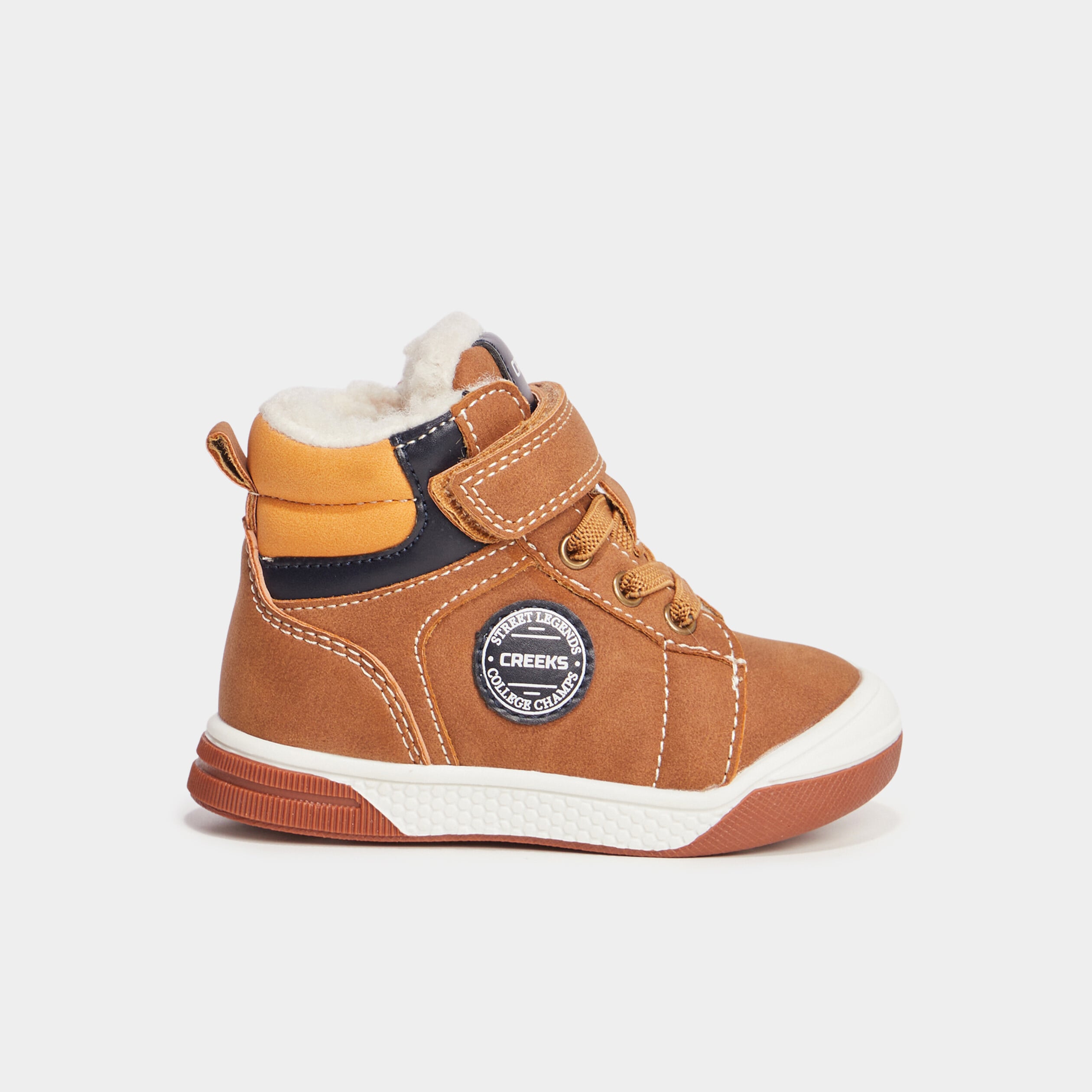 Baskets montantes doubl&eacute;es Creeks marron b&eacute;b&eacute; gar&ccedil;on
