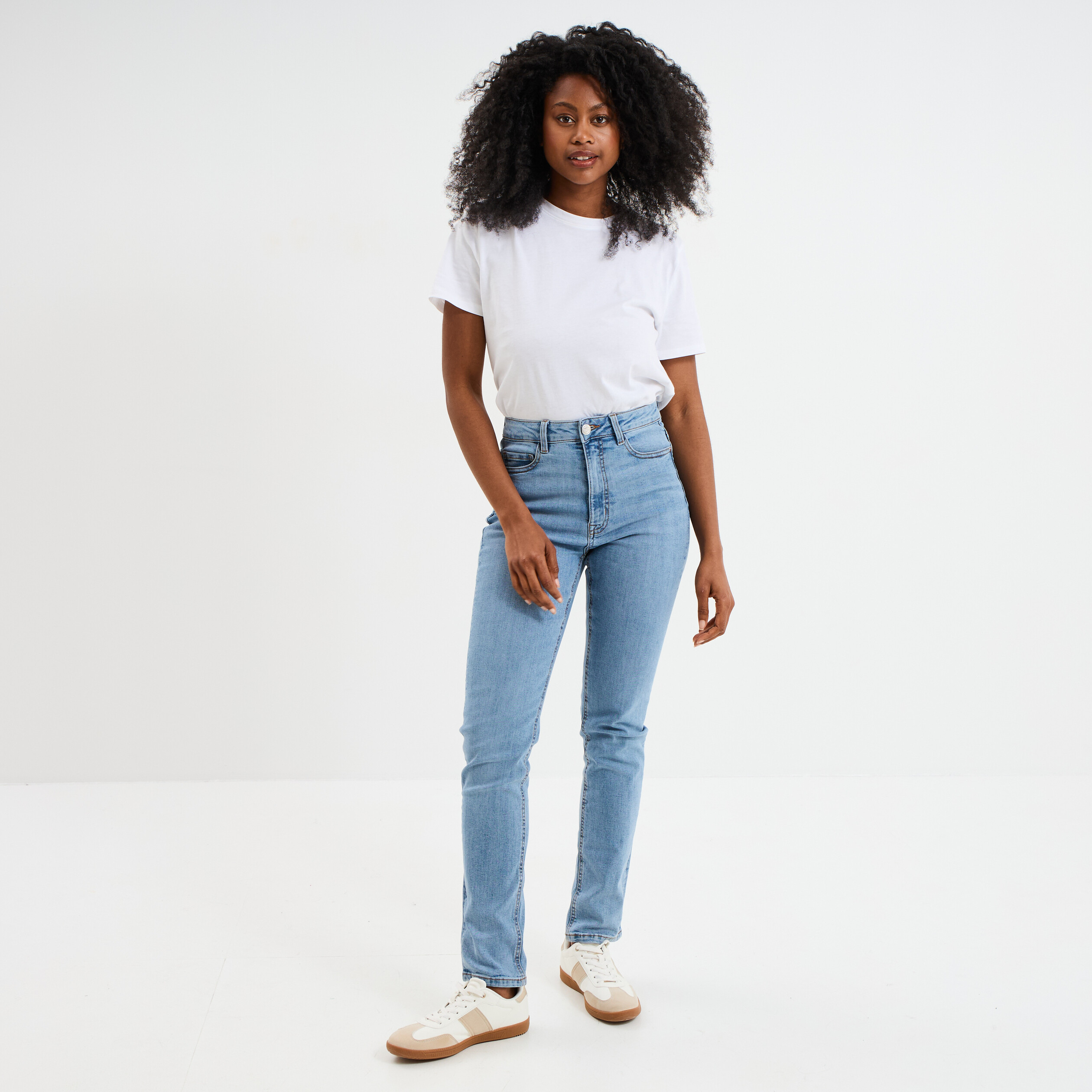 jeans slim taille haute denim double stone femme Jeans slim taille haute denim double stone femme