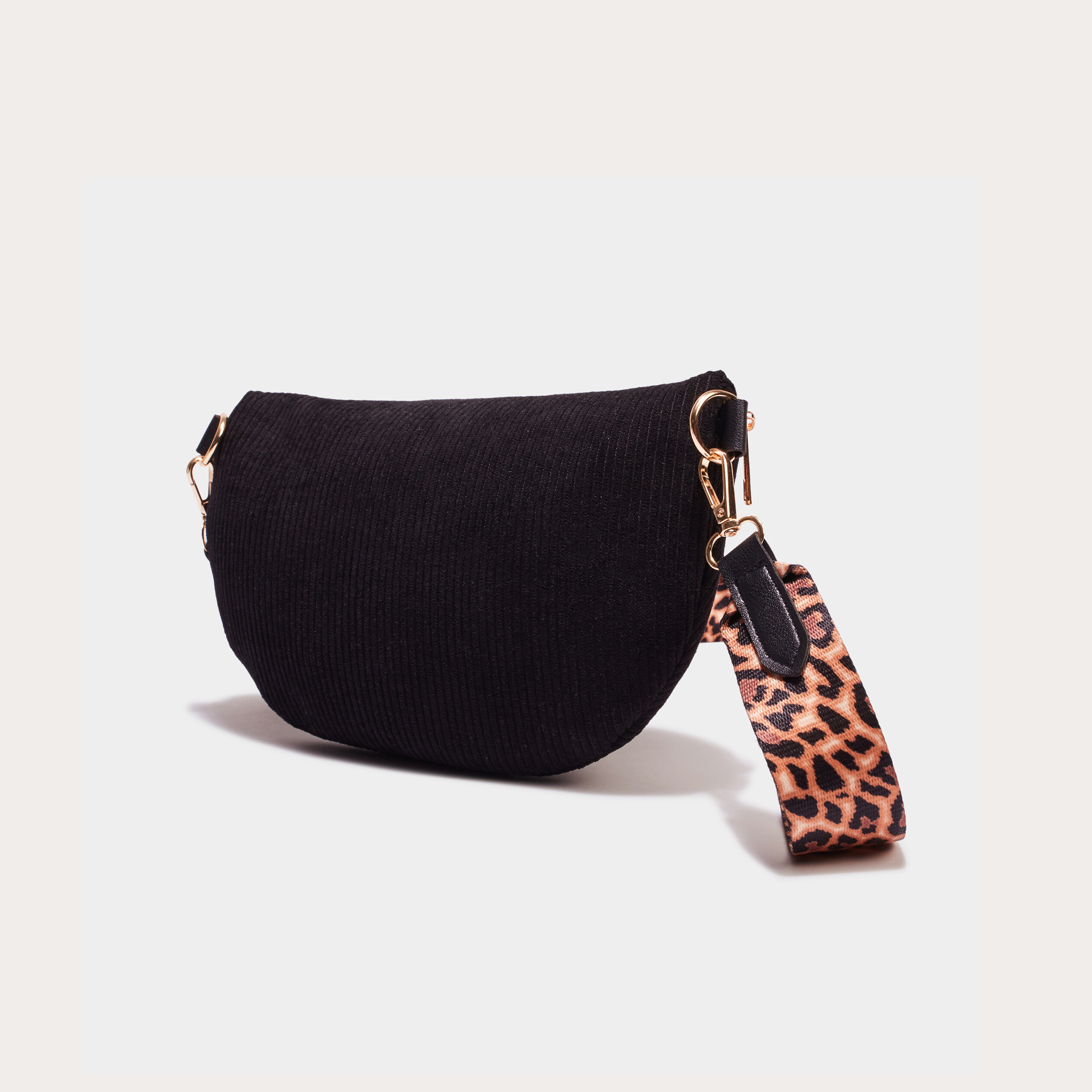 sac banane aspect velours cotele noir femme Sac banane aspect velours côtelé noir femme