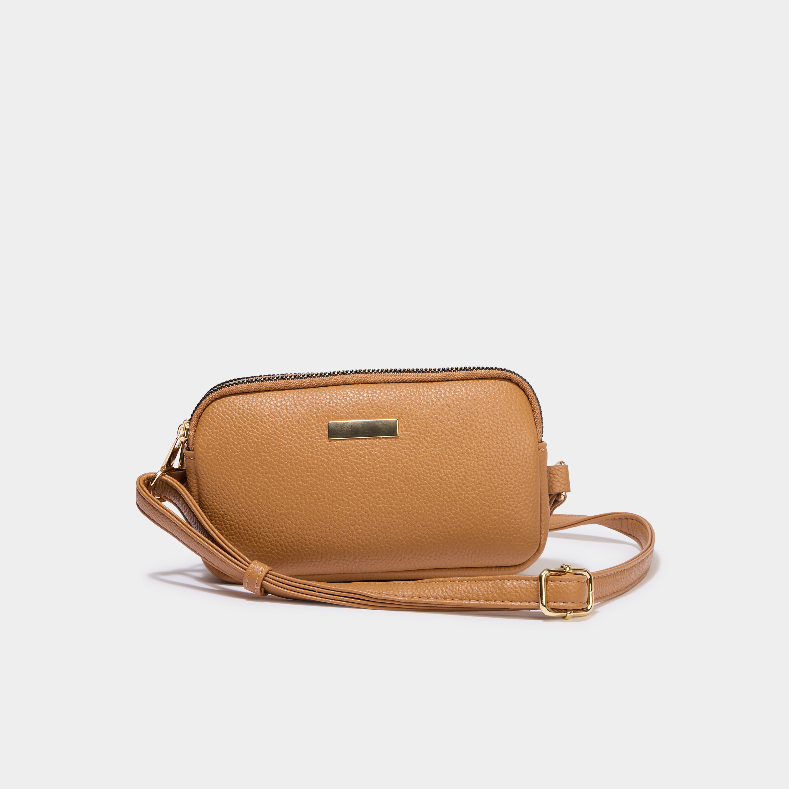 Sac bandouli&egrave;re 2 compartiments marron clair femme