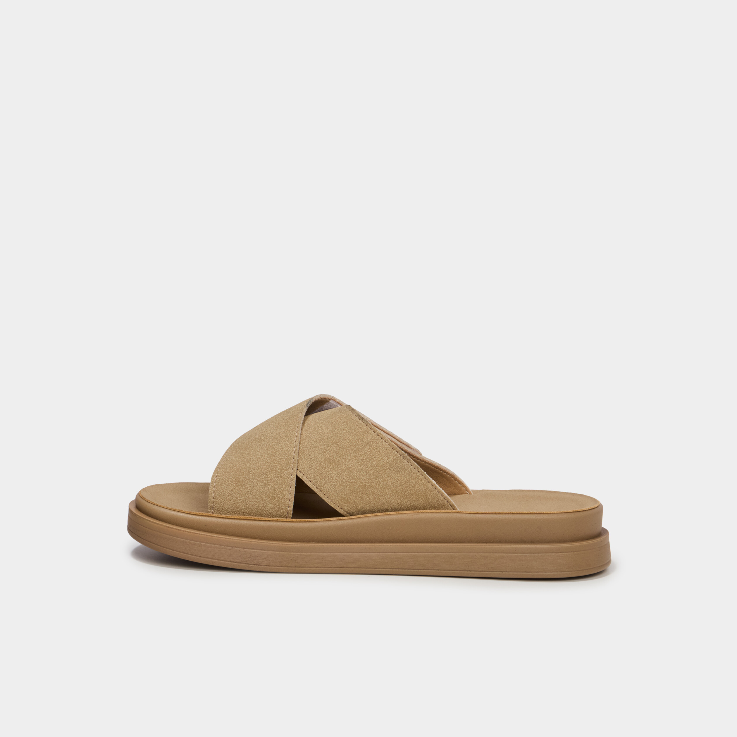 Mules &agrave; scratchs effet su&eacute;dine sable femme