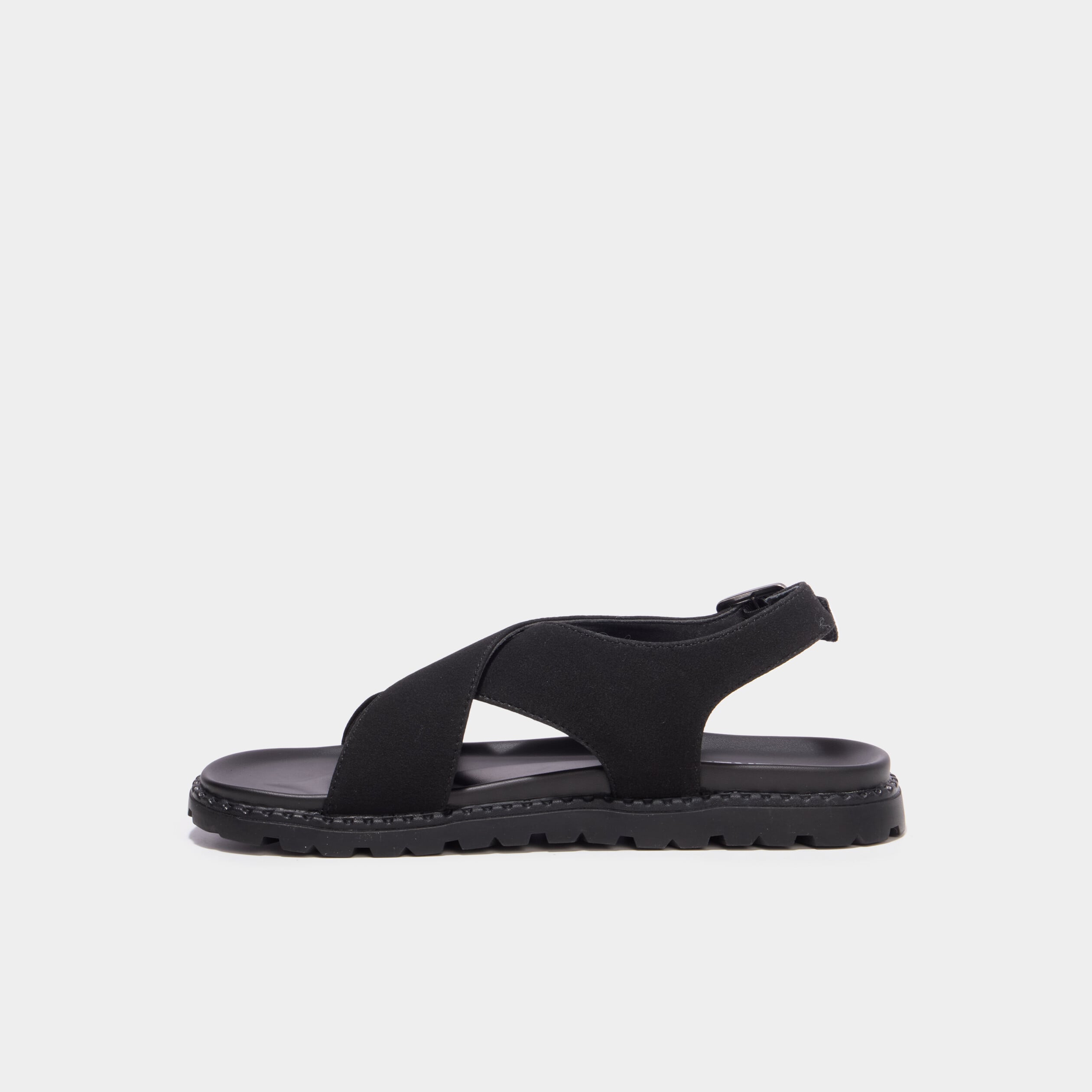 Sandales brides crois&eacute;es noir femme