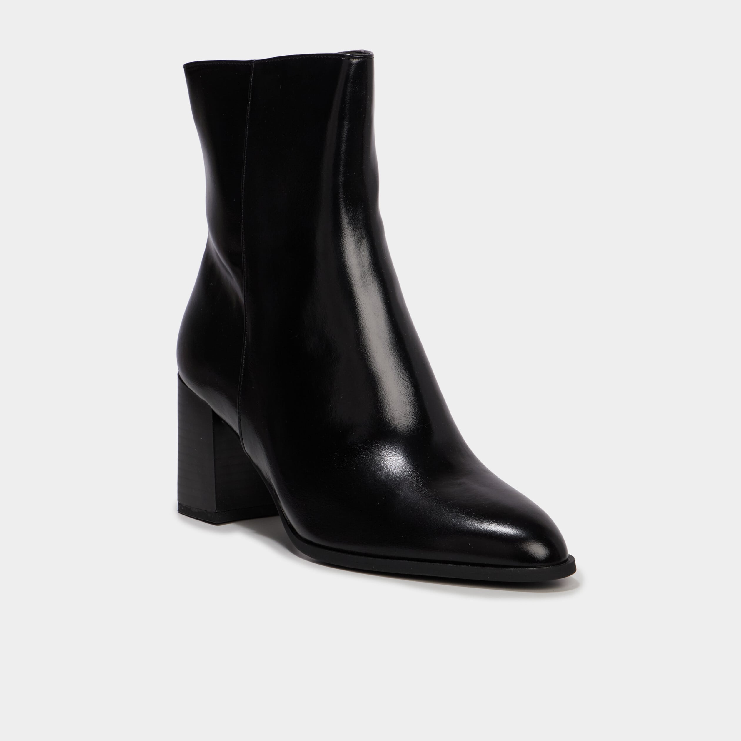 Bottines lisses talon bloc noir femme
