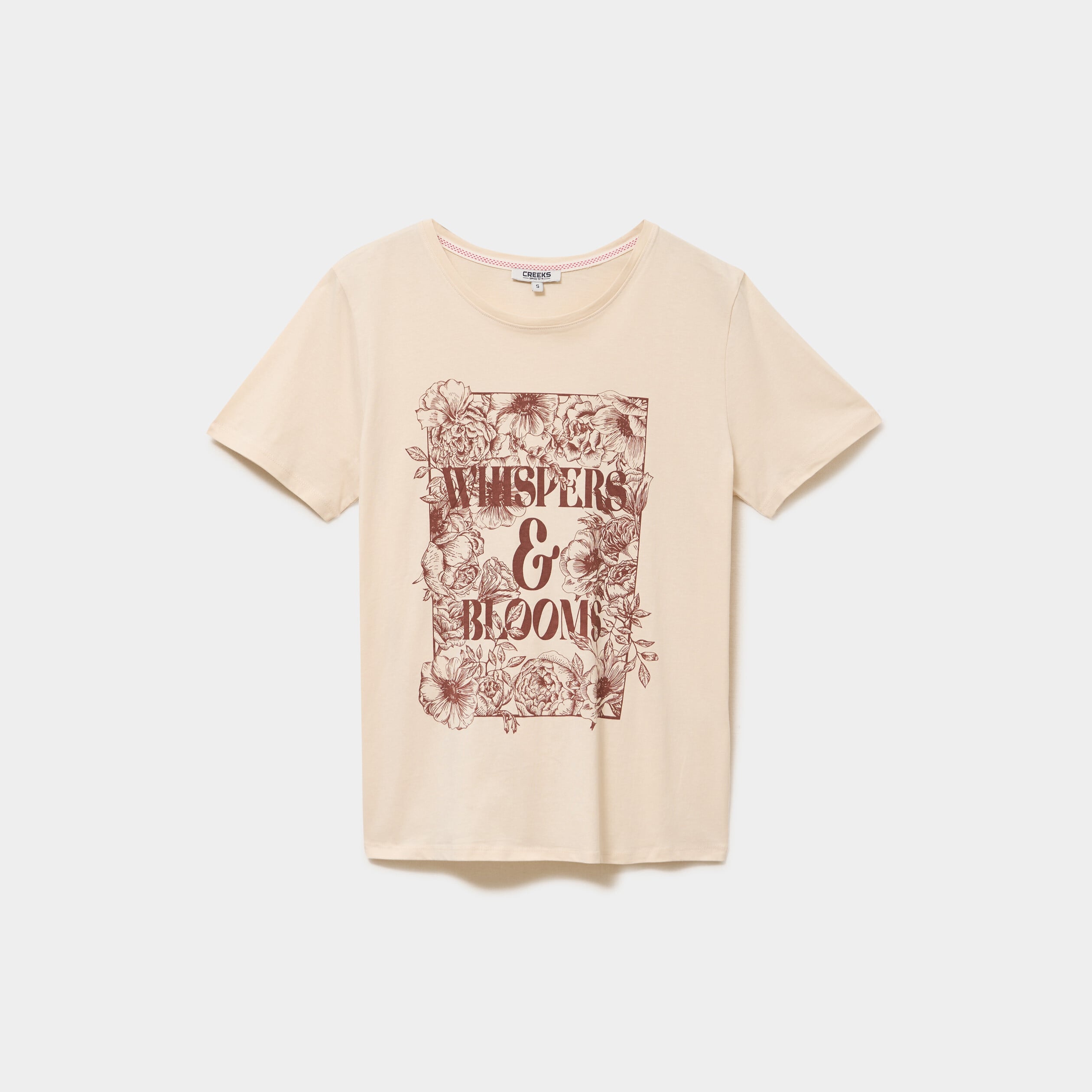 T-shirt ajust&eacute; manches courtes coton ivoire femme
