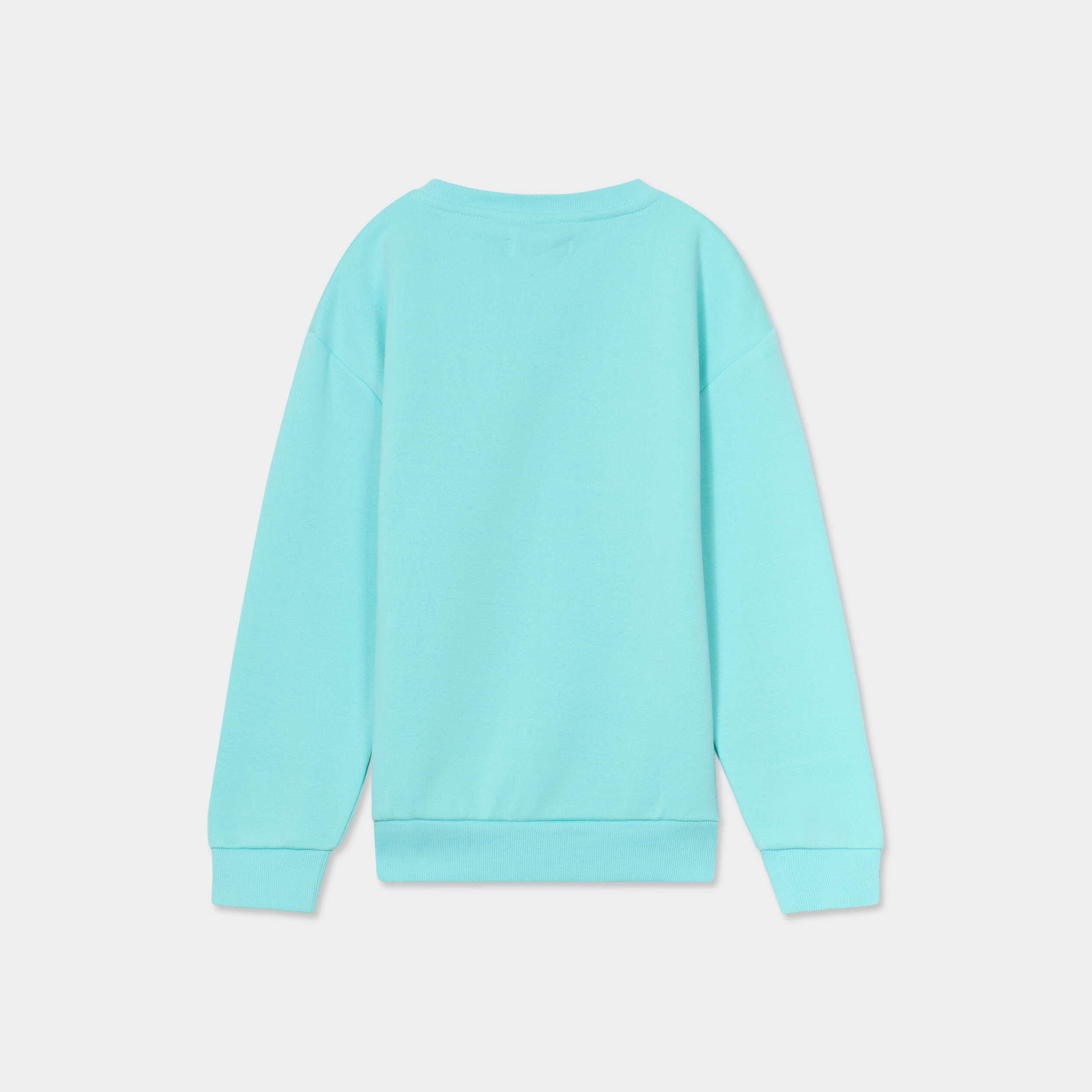 Sweat col rond manches longues bleu turquoise gar&ccedil;on