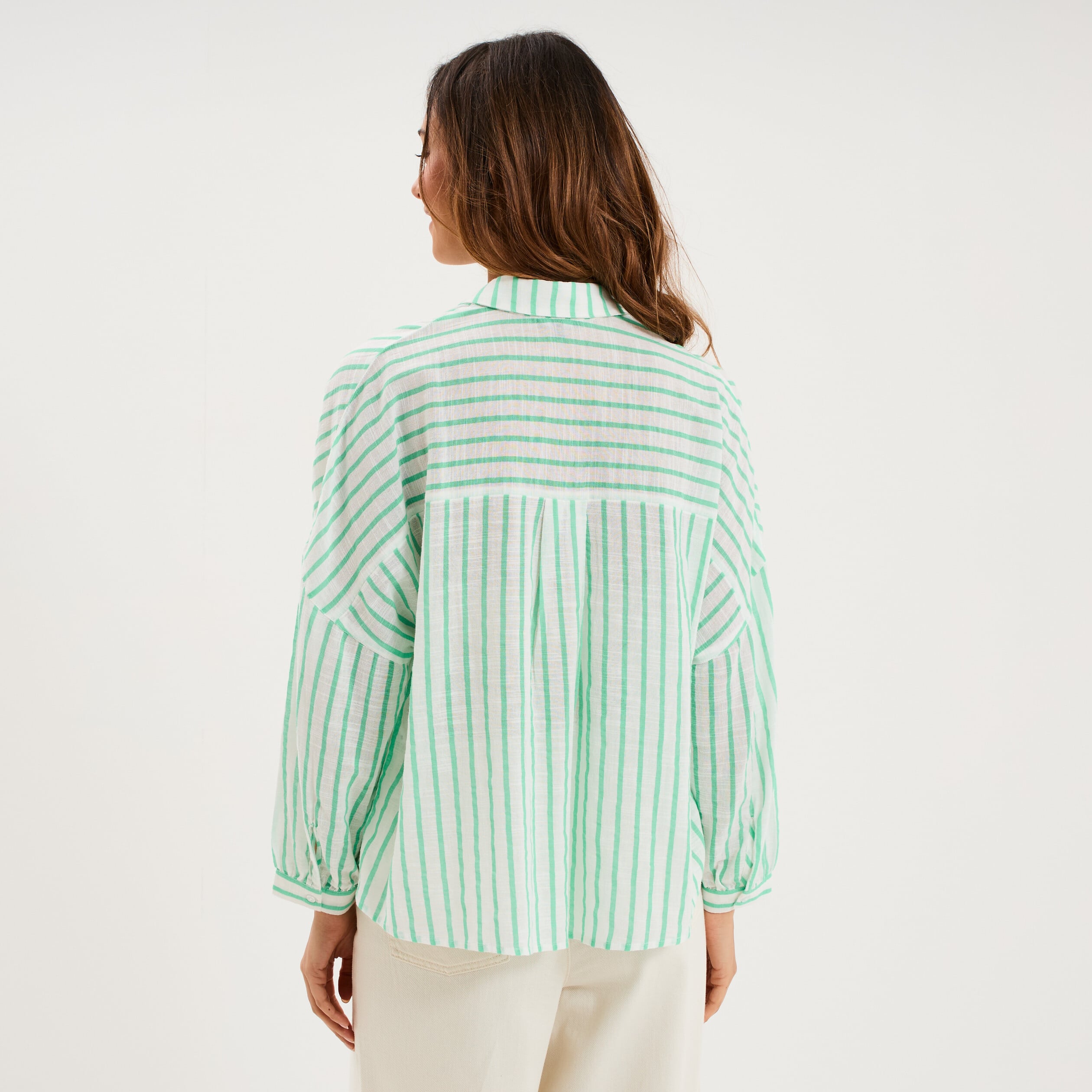 Blouse manches longues ample coton blanc femme