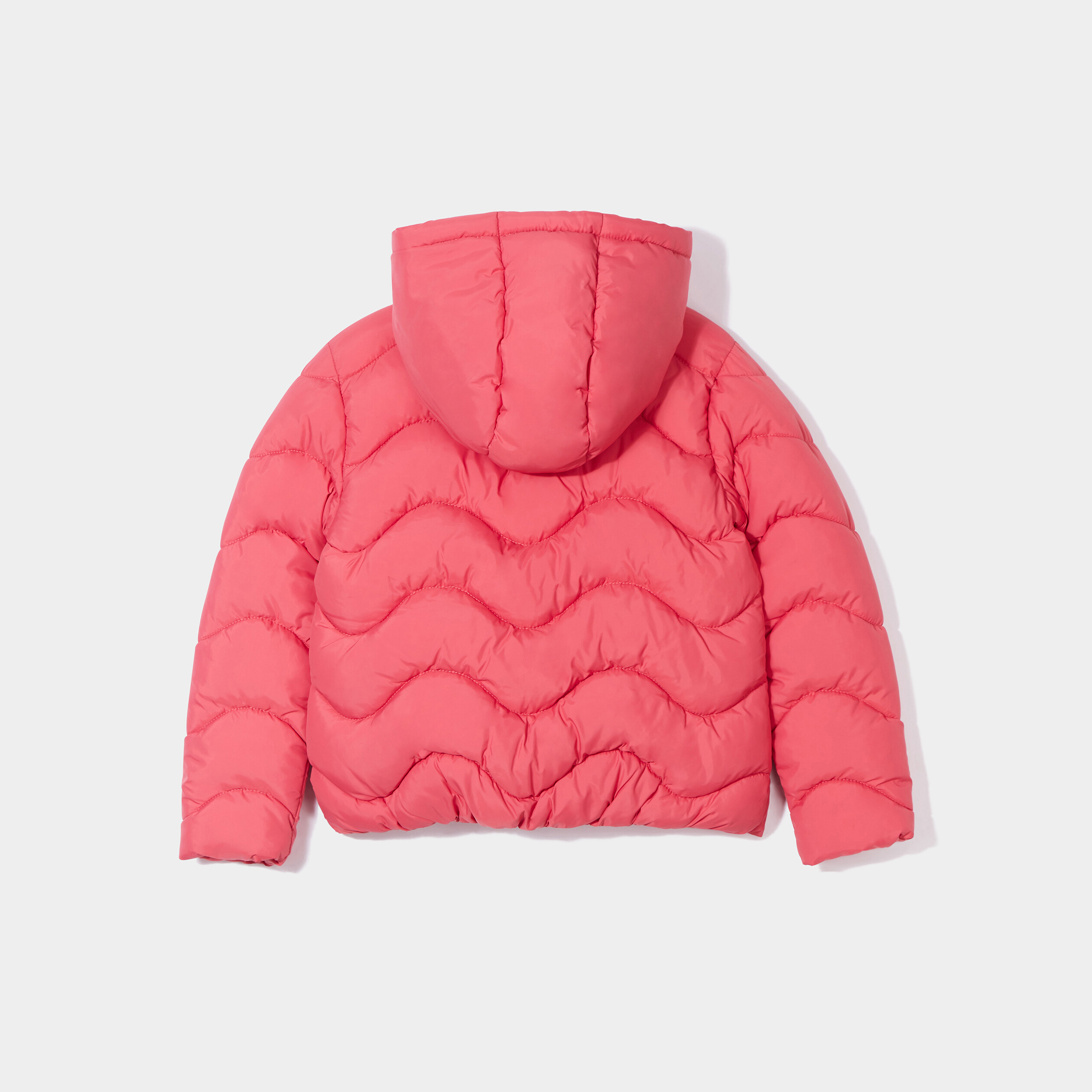 Doudoune doubl e capuche rose framboise fille