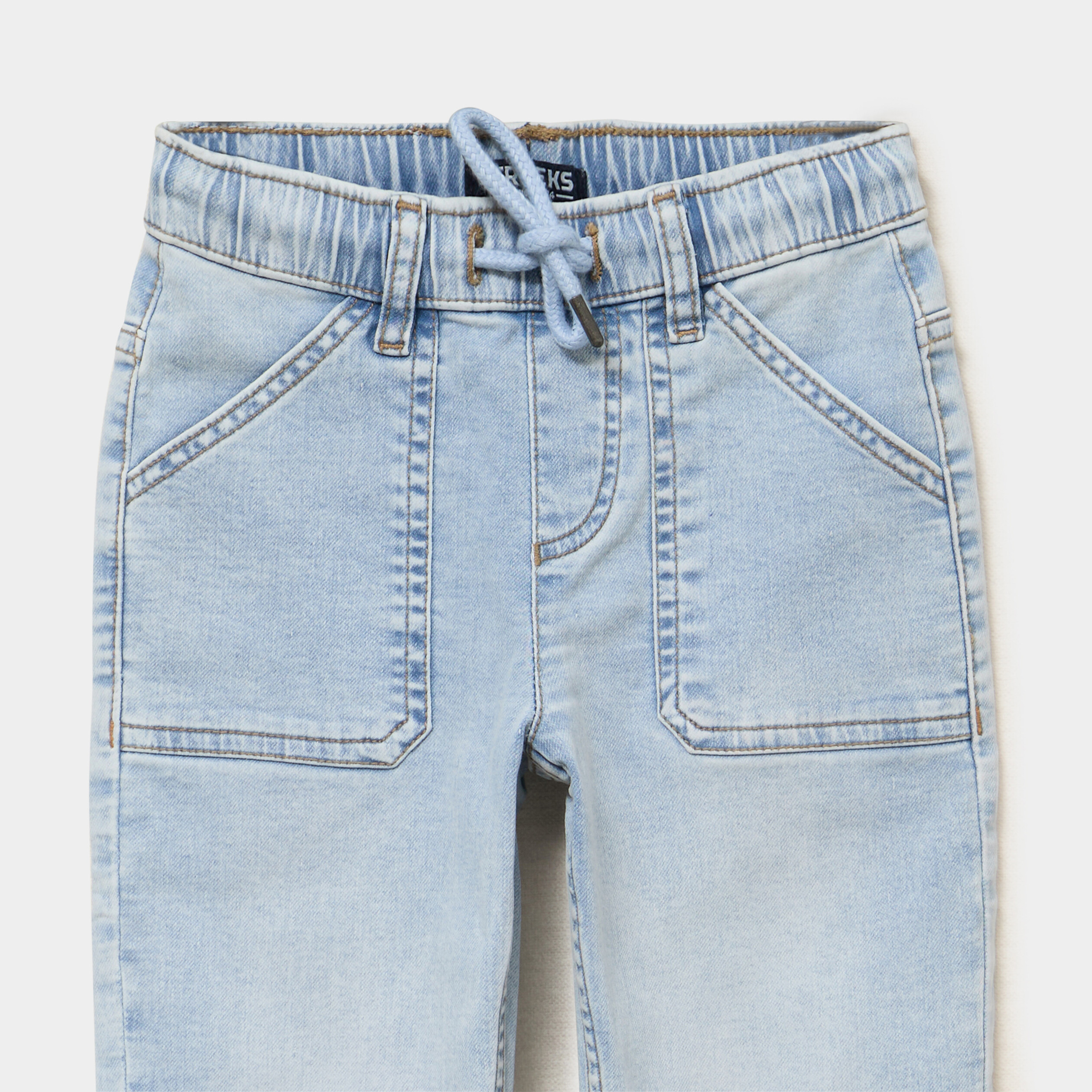 Jeans jogger droit taille &eacute;lastiqu&eacute;e denim triple stone gar&ccedil;on