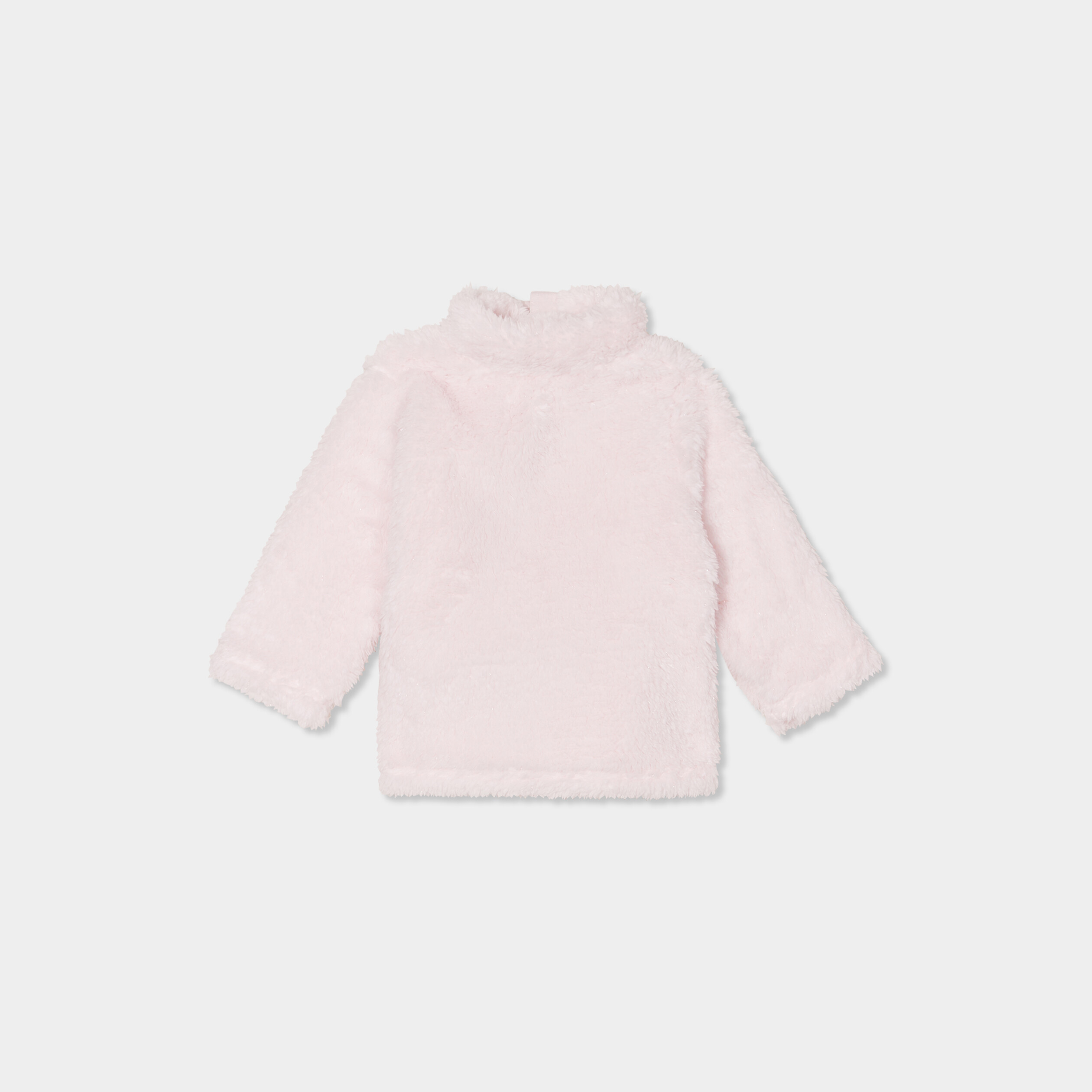 gilet zippe fausse laine de mouton rose clair bebef Gilet zippé fausse laine de mouton rose clair bébé fille