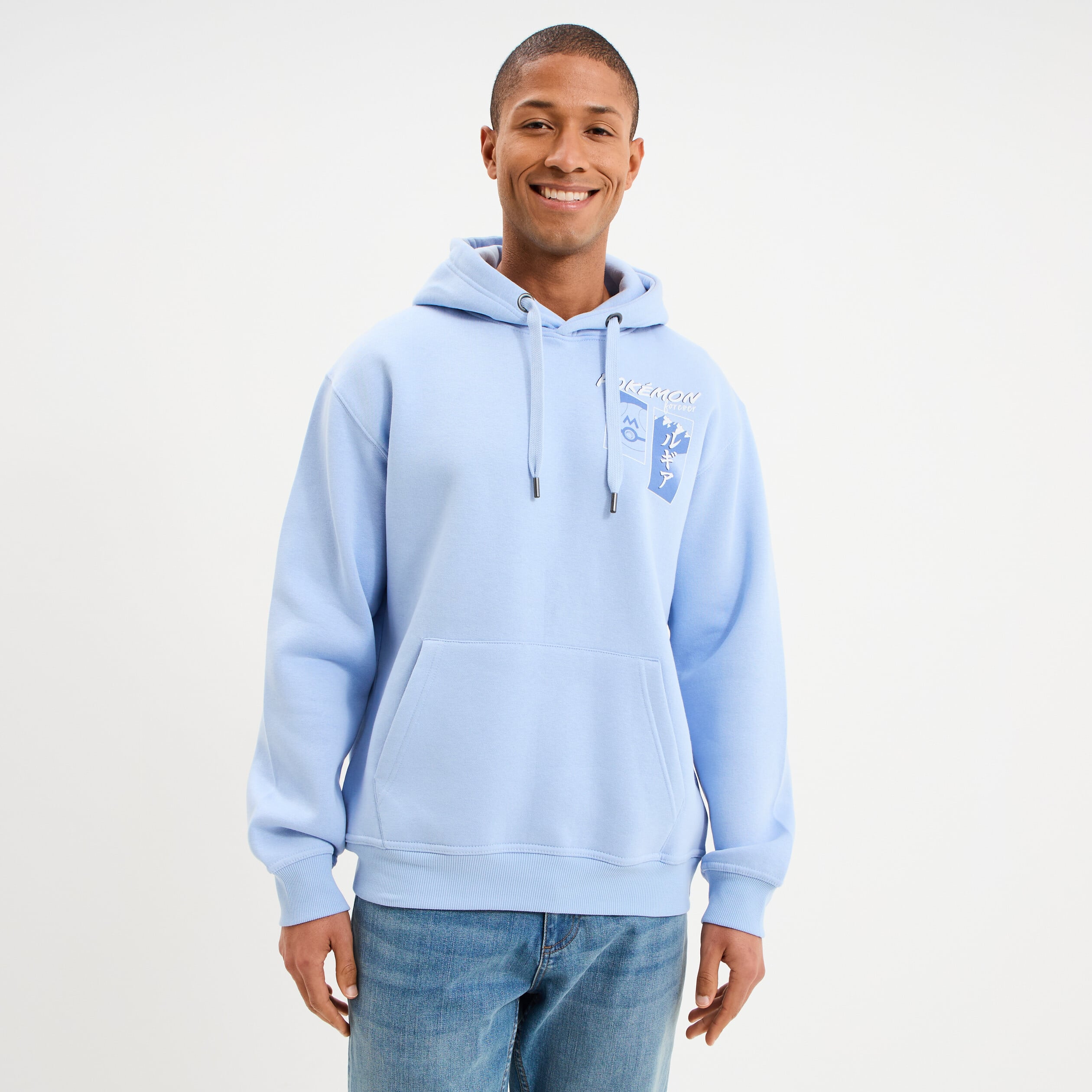 Sweat hoodie molleton 1 poche Pok&eacute;mon bleu homme