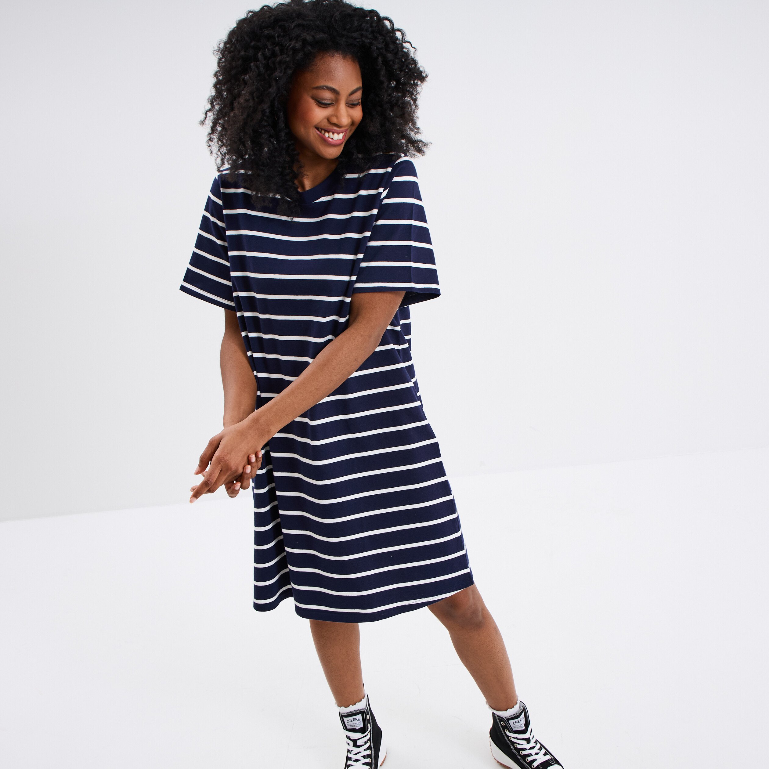 robe t shirt manches courtes coton ecru femme Robe t-shirt manches courtes coton ecru femme