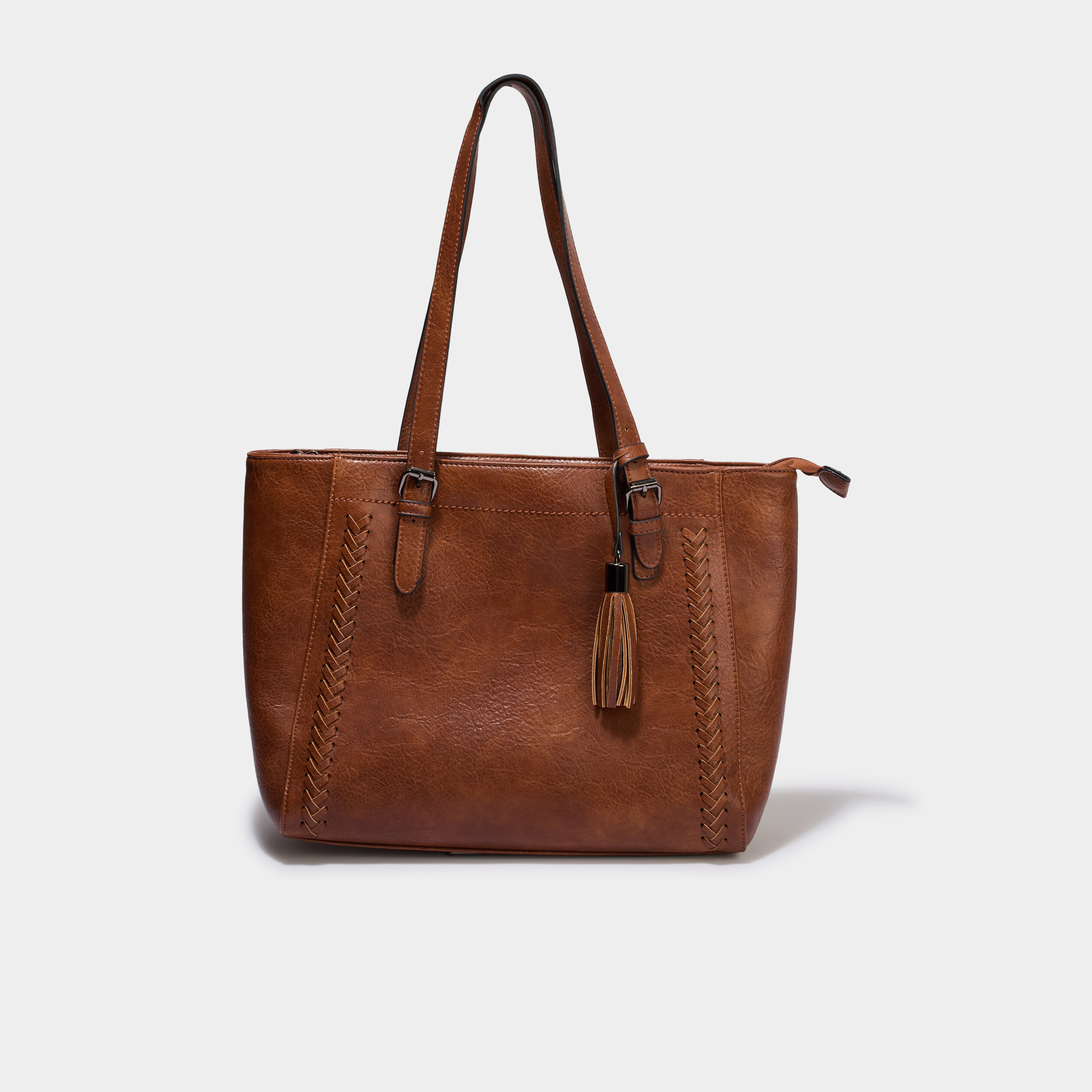 Sac cabas port&eacute;-&eacute;paule marron cognac femme