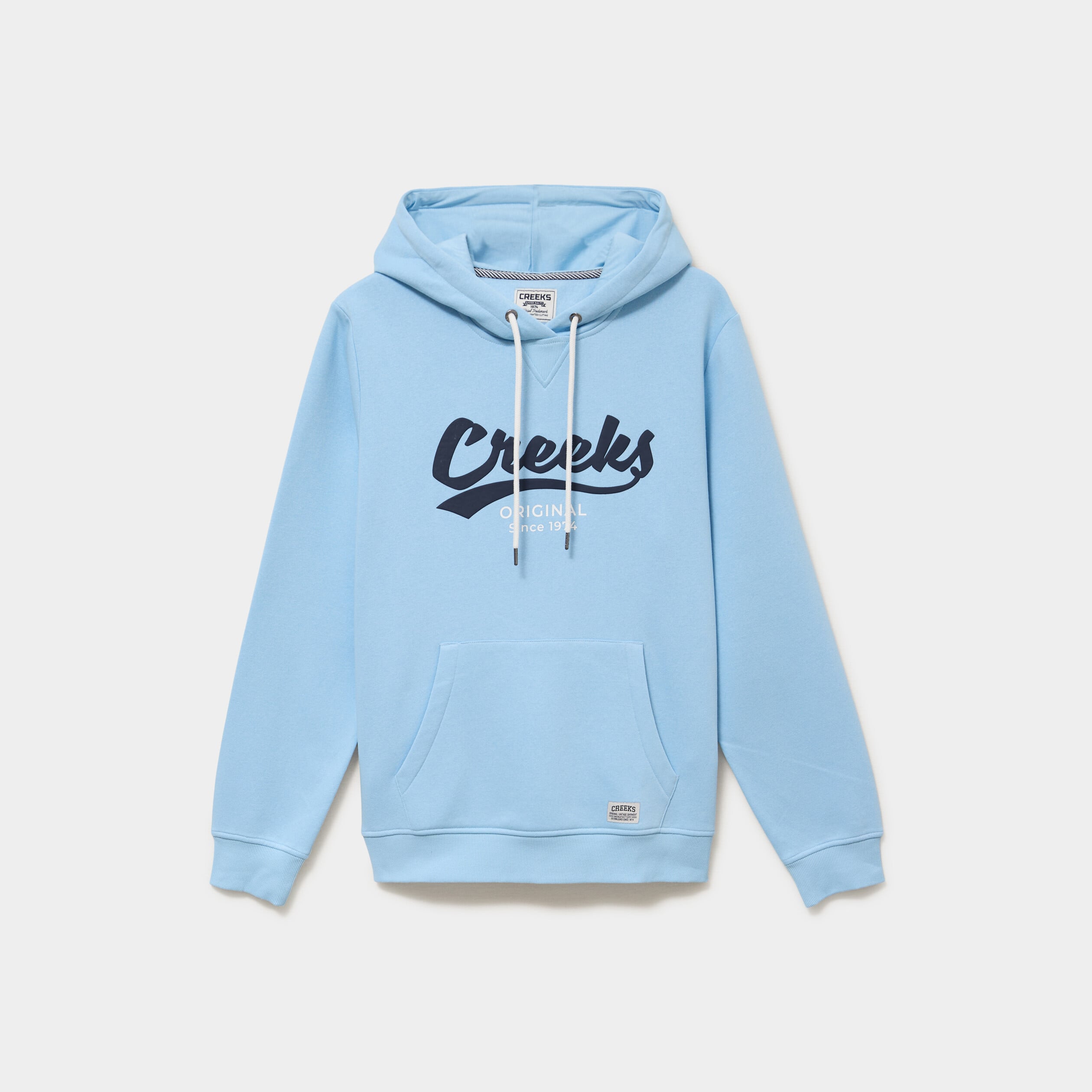 Sweat hoodie 1 poche manches longues bleu clair homme