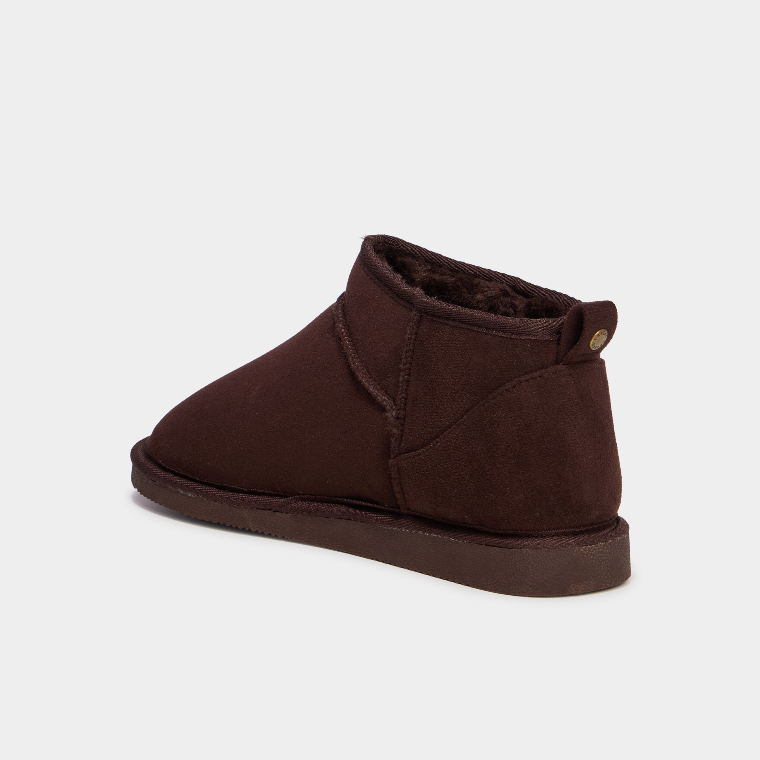 Bottines fourr&eacute;es effet su&eacute;dine marron fonc&eacute; femme