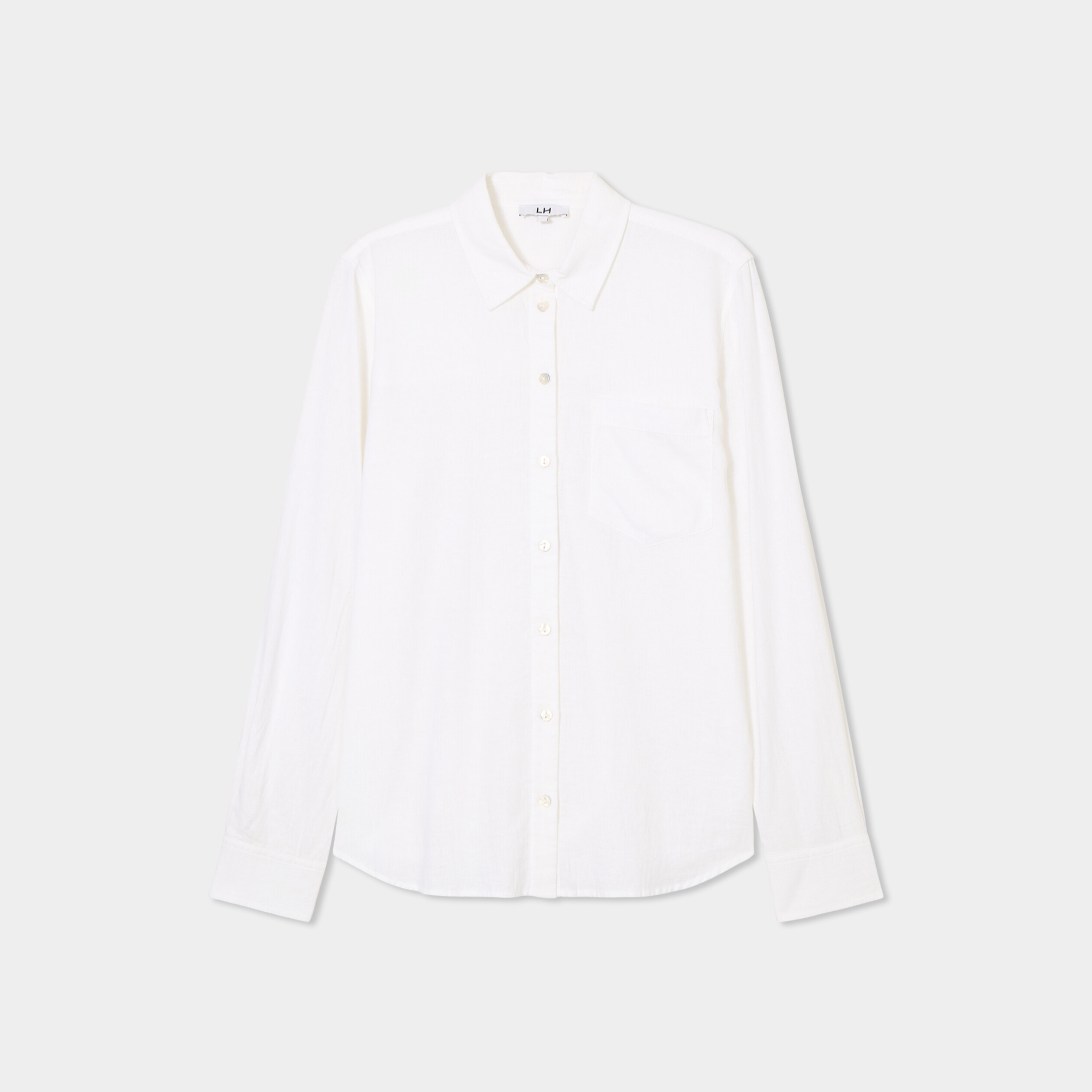 chemise lin melange manches longues blanc femme Chemise lin mélangé manches longues blanc femme
