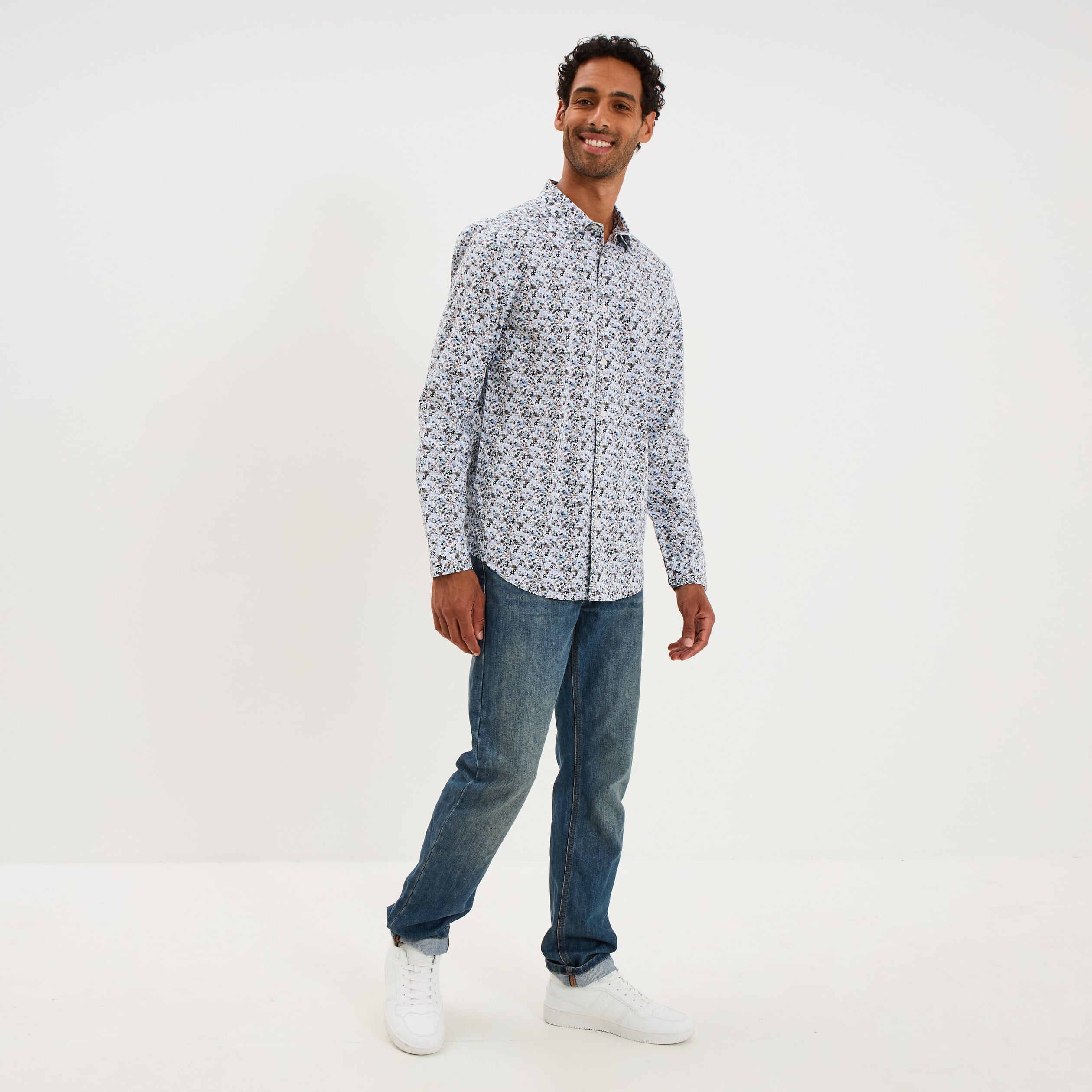 Chemise ajust&eacute;e manches longues multicolore homme