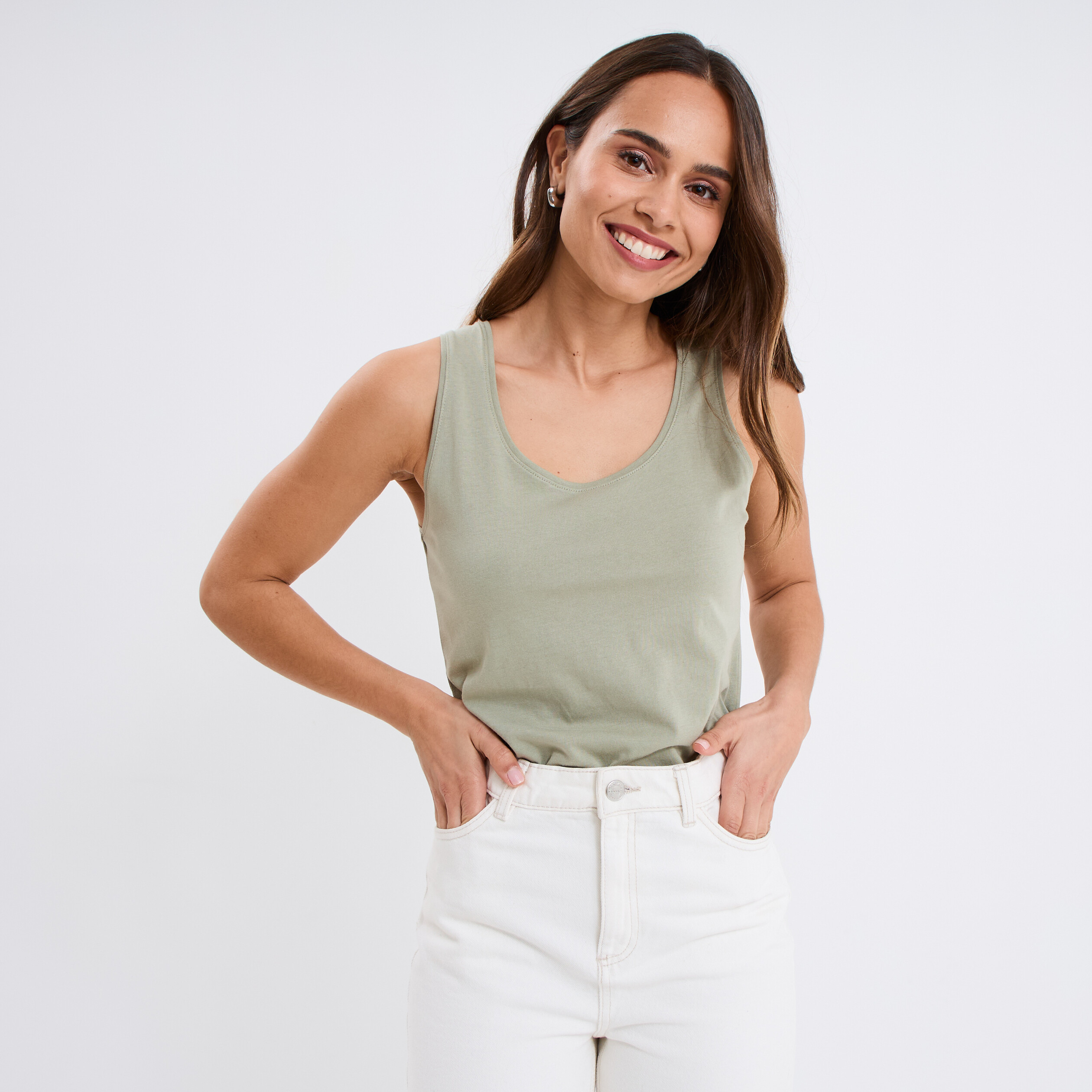Débardeur Femme épaules Larges Cotonella - Coton élastique, Plusieurs Tailles, Neuf Avec étiquettes