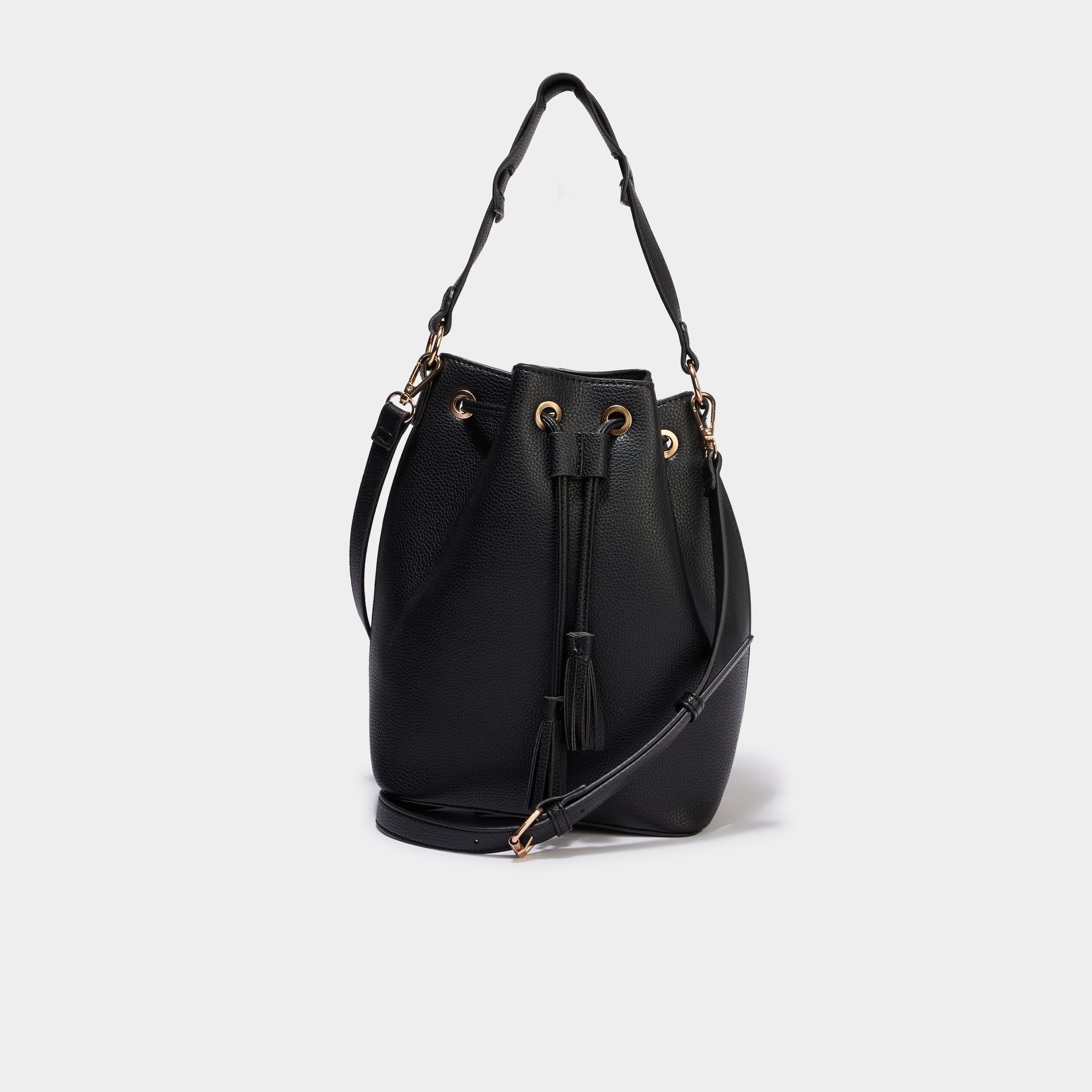 Sac seau avec bandouli&egrave;re amovible noir femme