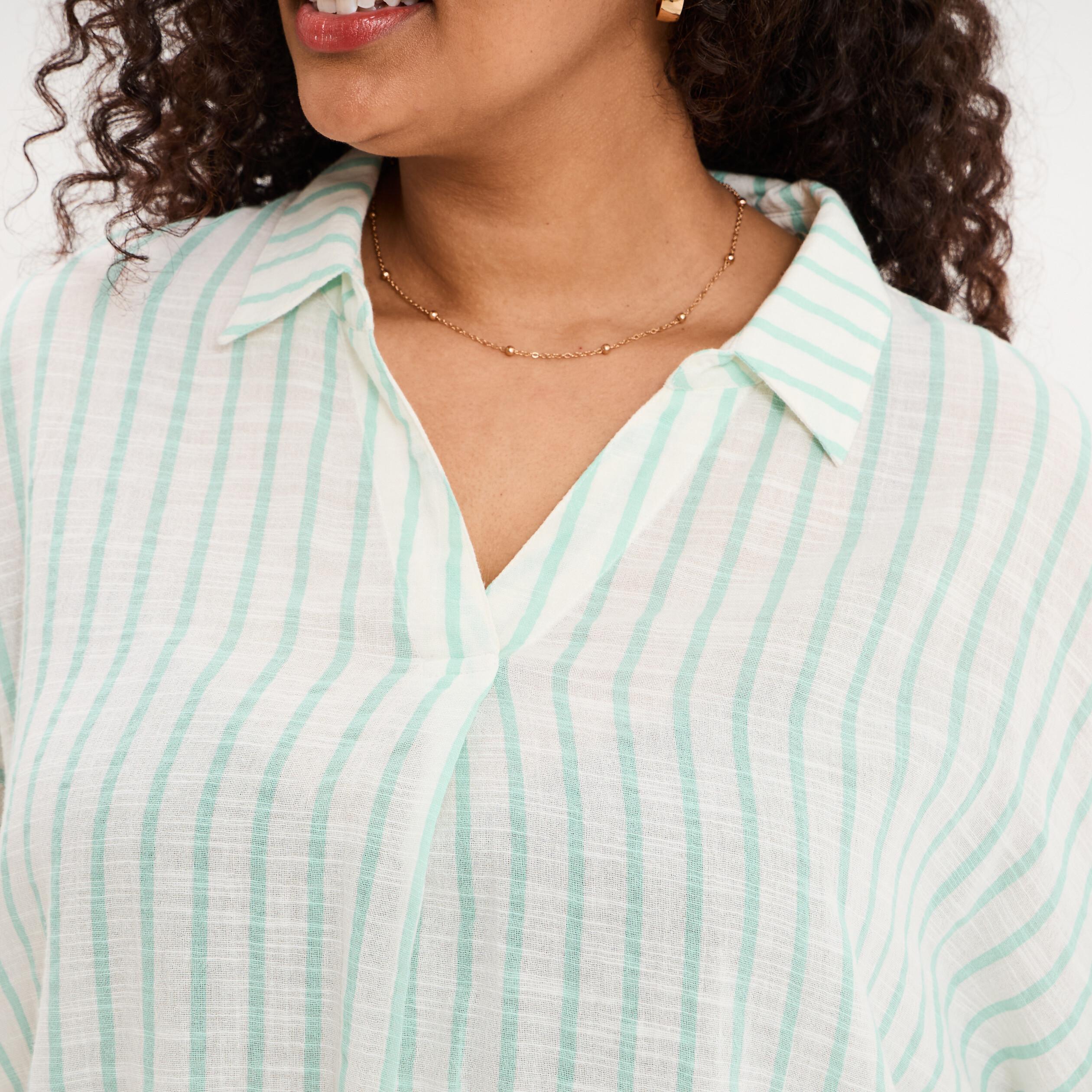 Blouse oversize manches 3/4 coton blanc femme grande taille