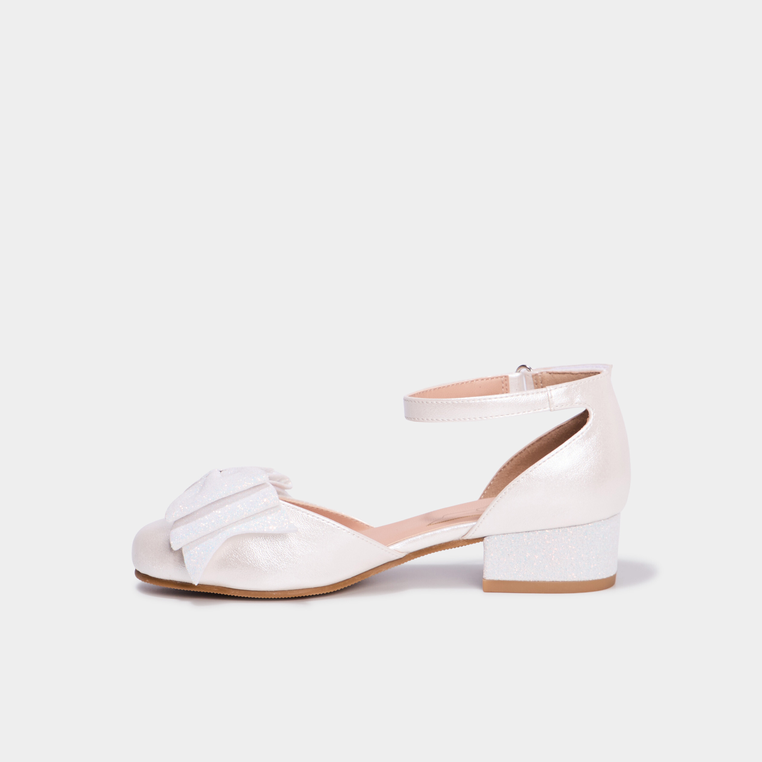 Babies à talons avec noeuds blanc fille