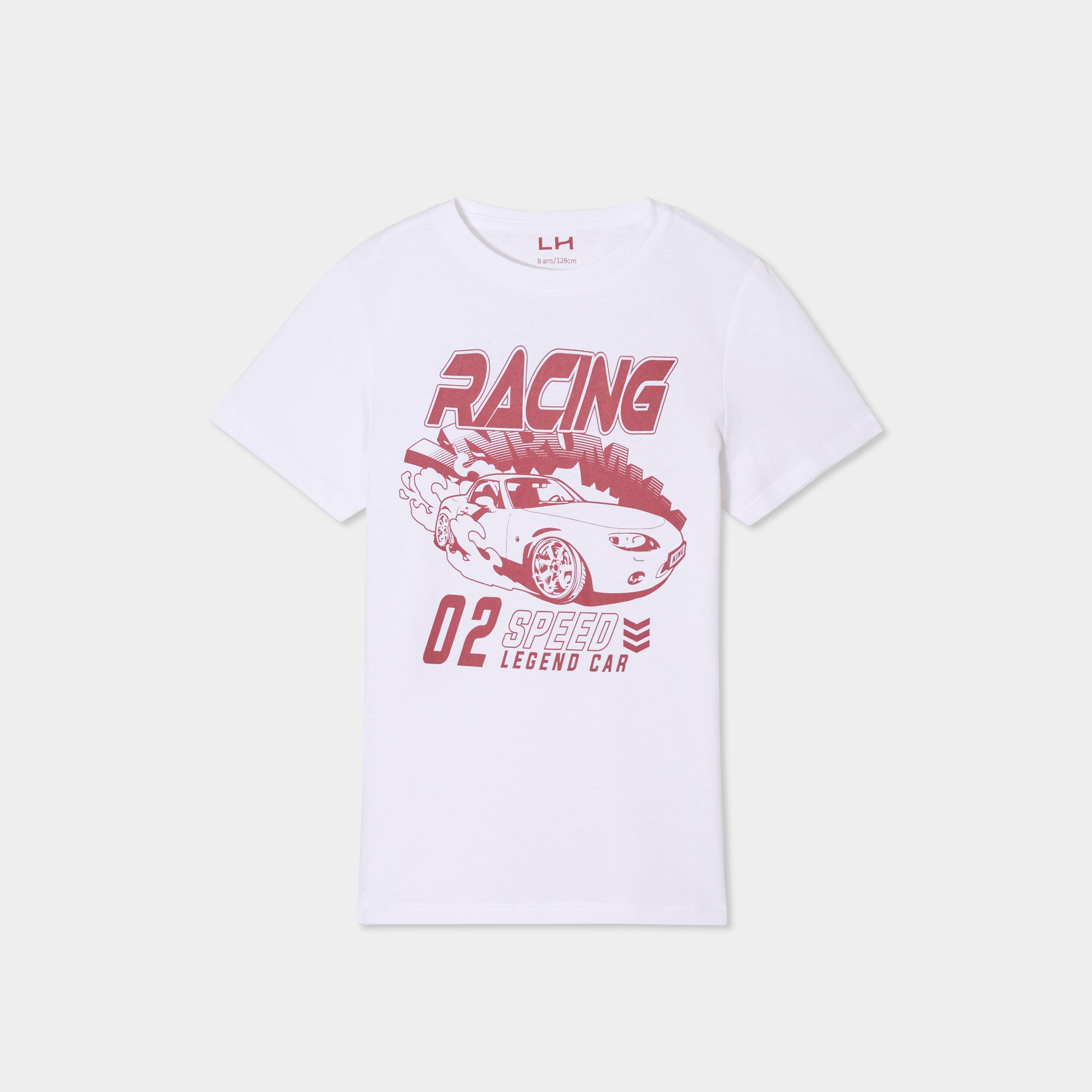 t shirt col rond manches courtes coton blanc garcon T-shirt col rond manches courtes coton blanc garçon