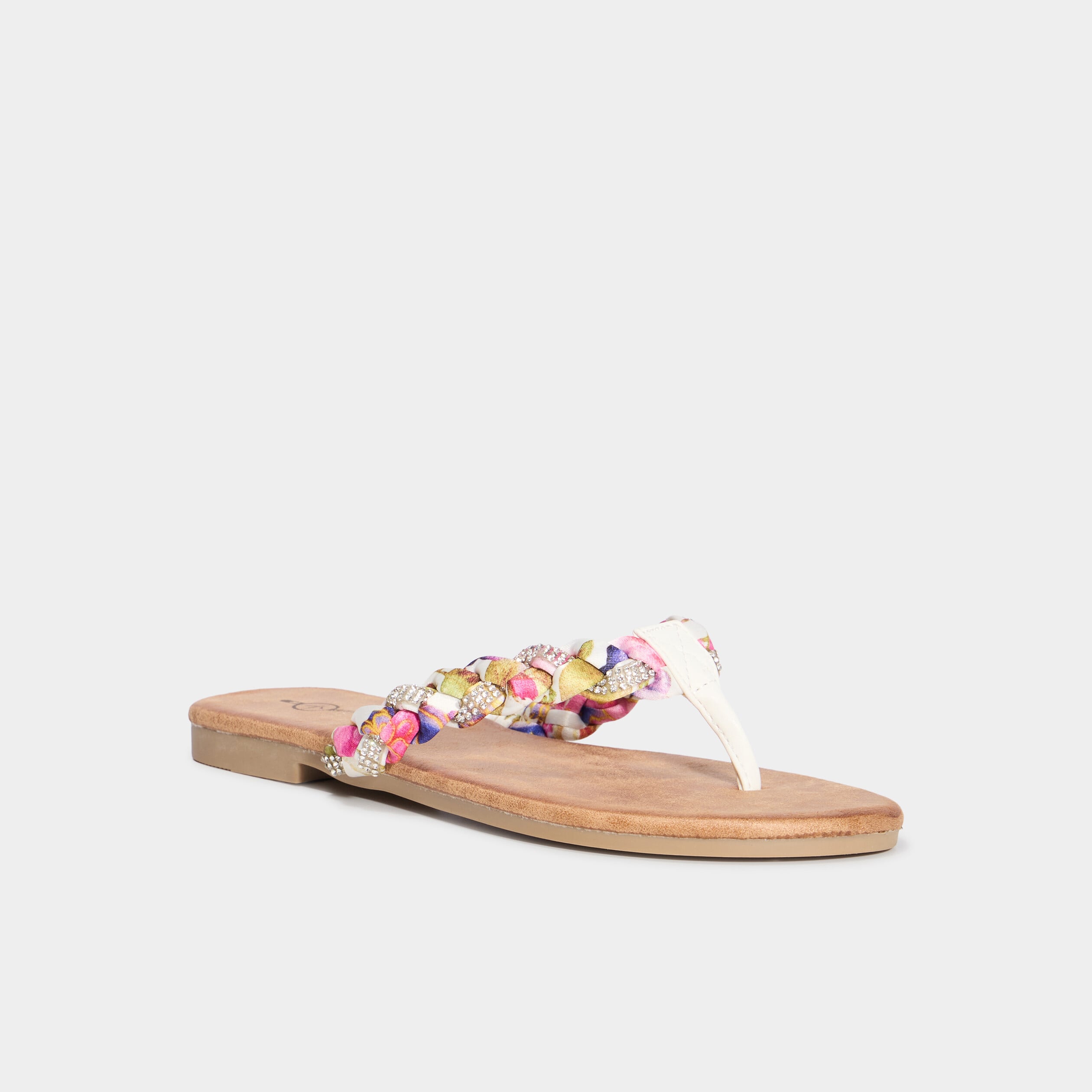 Mules plates d&eacute;tails foulard blanc femme